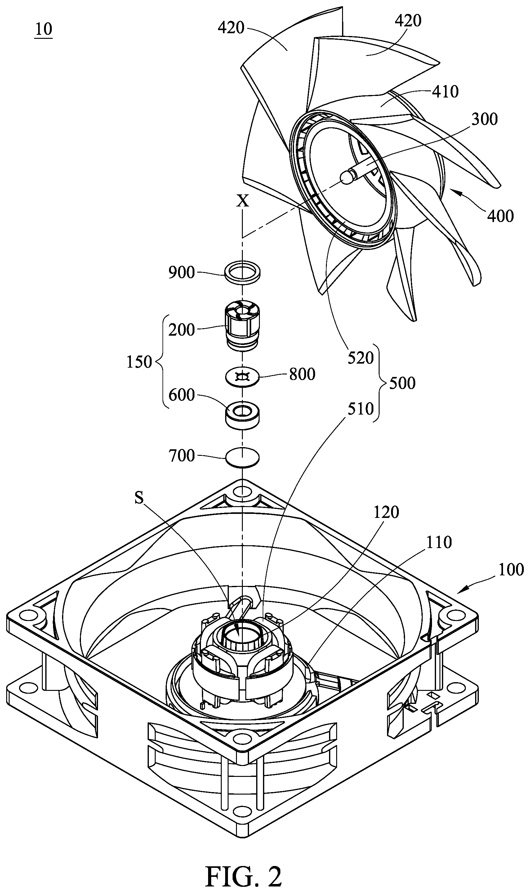 Patent US12305660 Figure 2 – Fan device with stability maintenance assembly