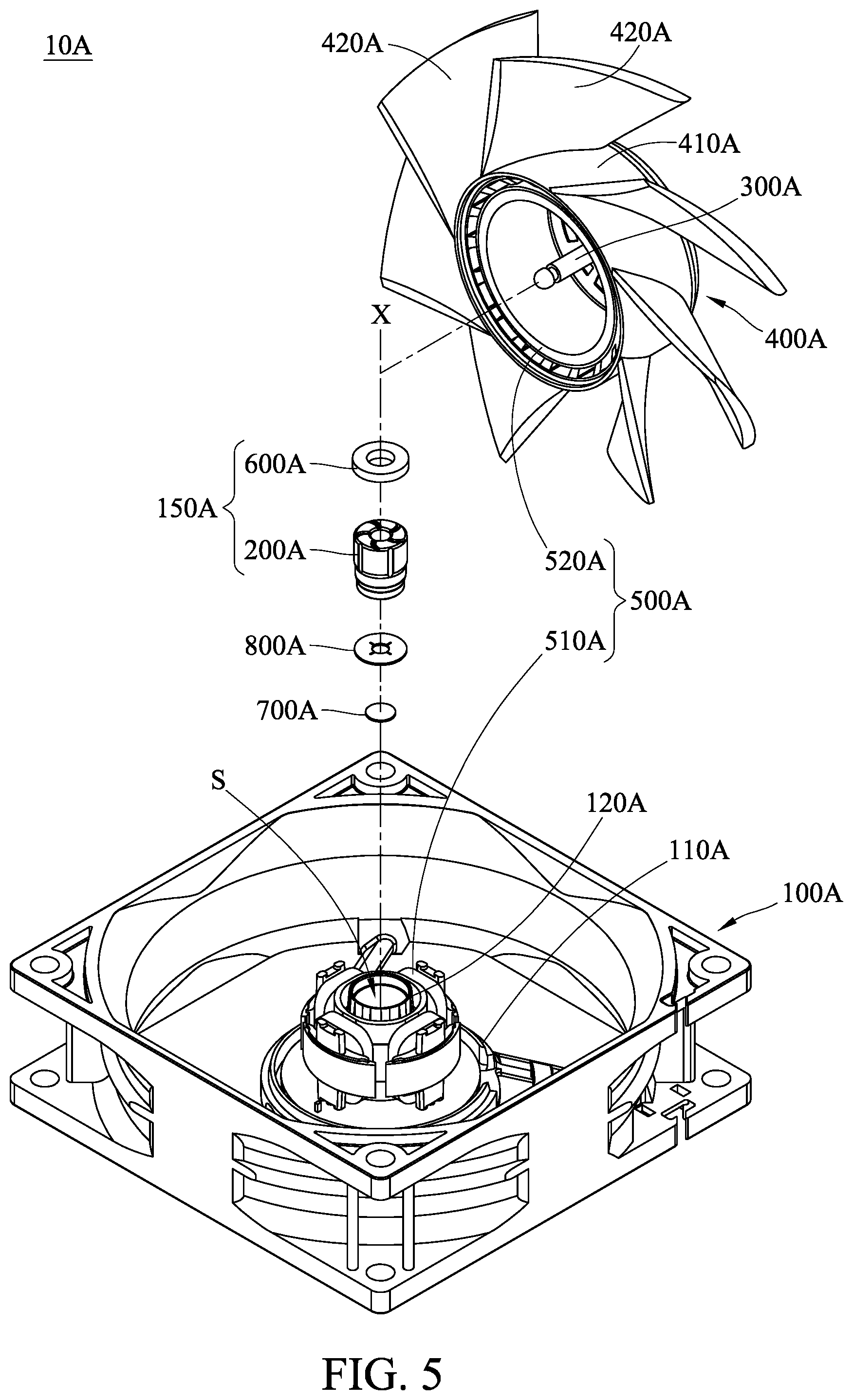 Patent US12305660 Figure 5 – Fan device with stability maintenance assembly
