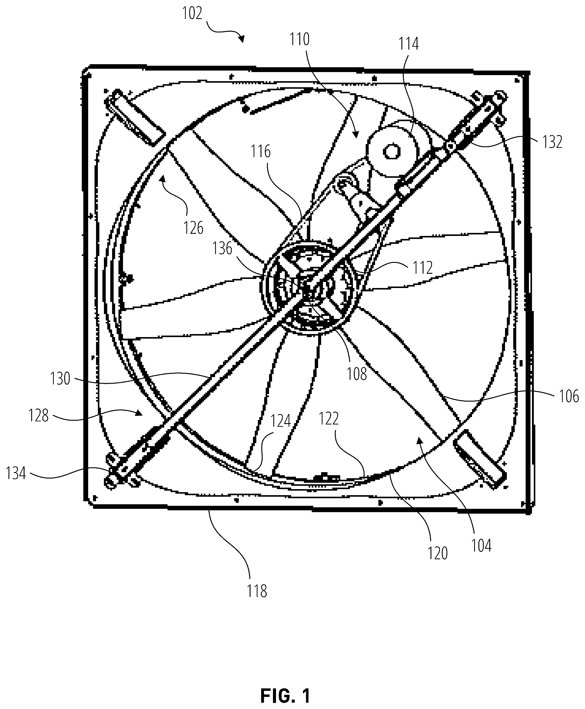 Patent US12305664 Figure 1 – Fan mounting system