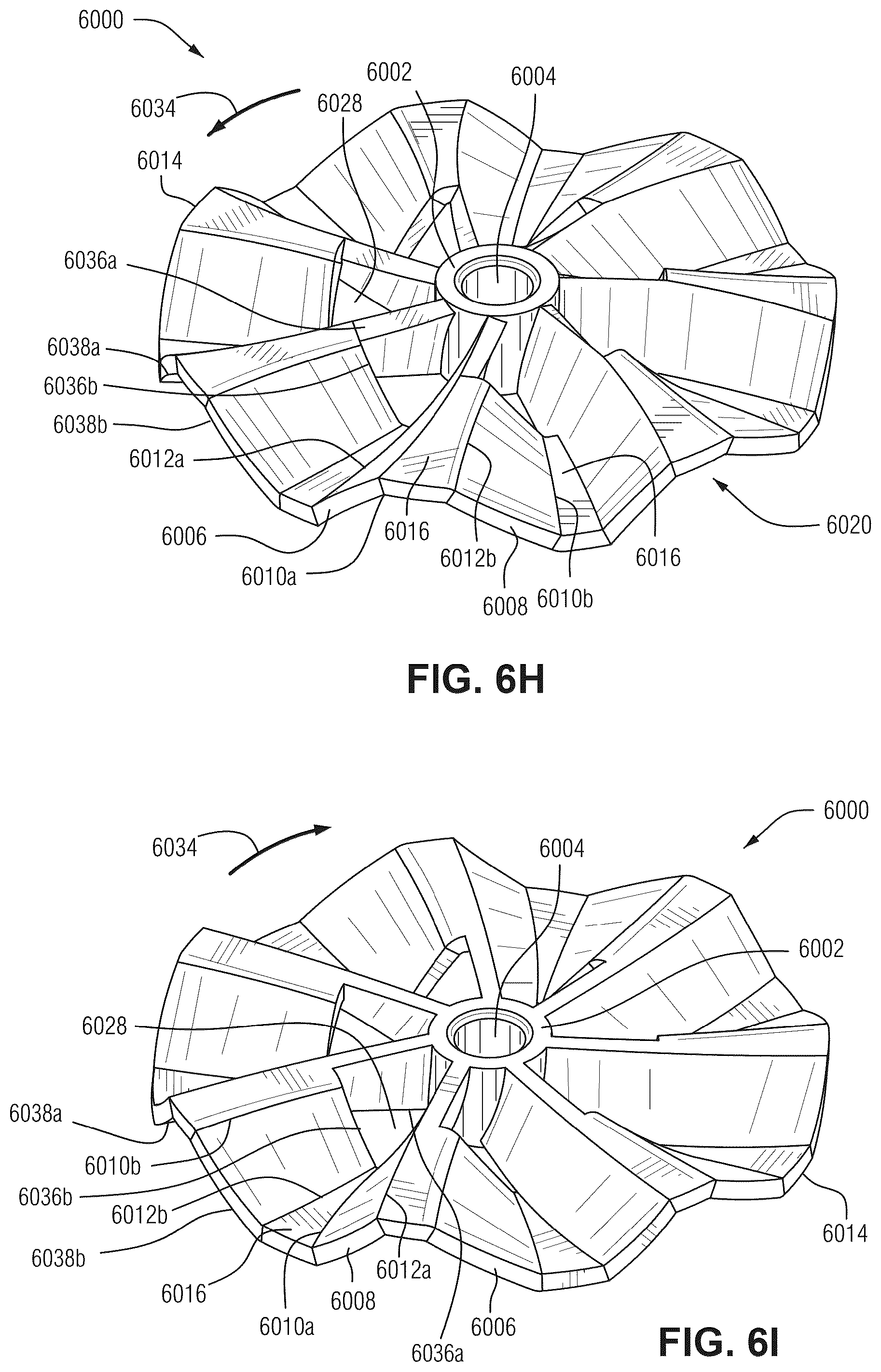 Patent US12305667 Figure 10 – Impeller with inclined and reverse inclined blades