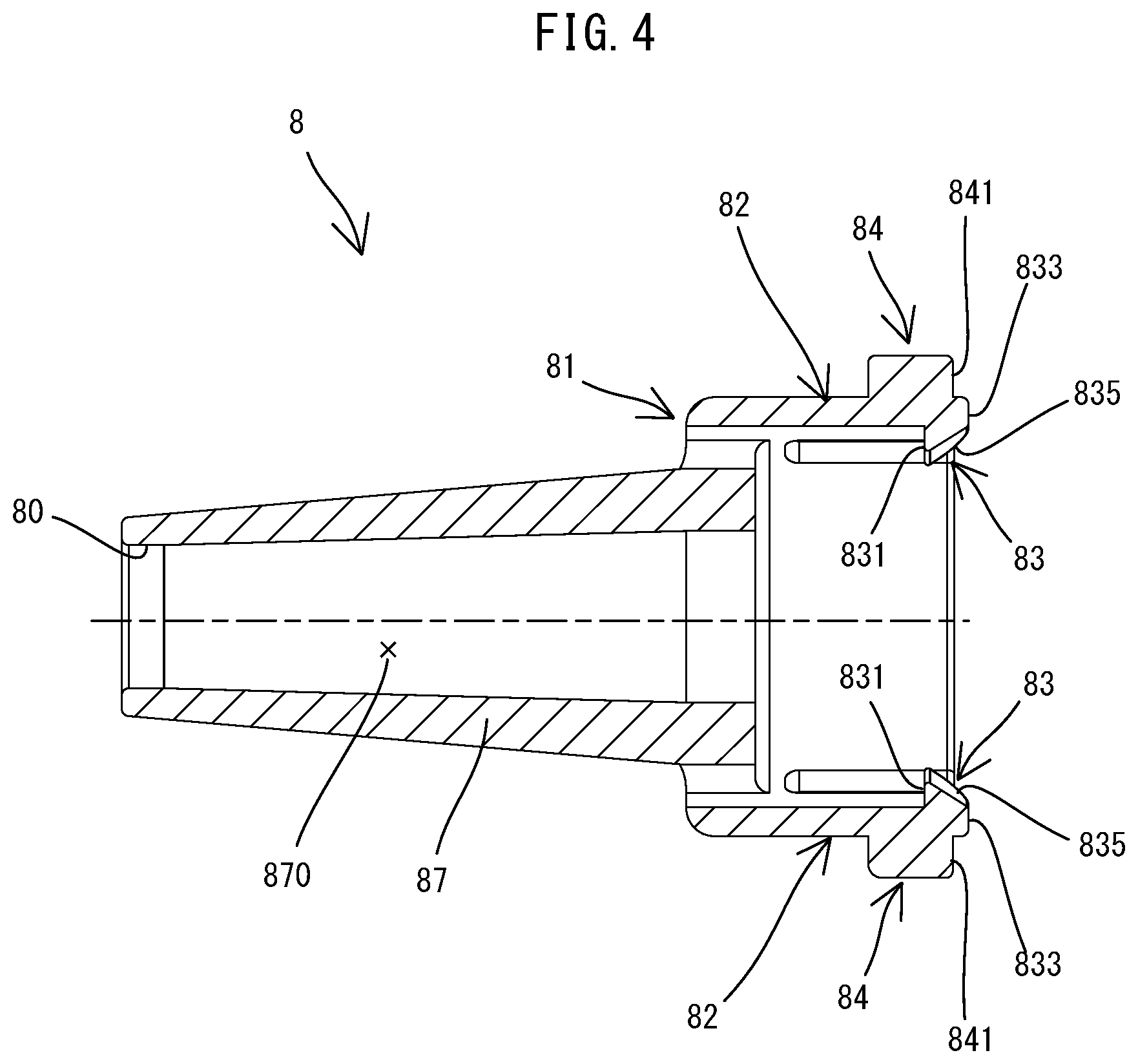 Patent US12305683 Figure 4 – Connecting structure between power tool and attachment