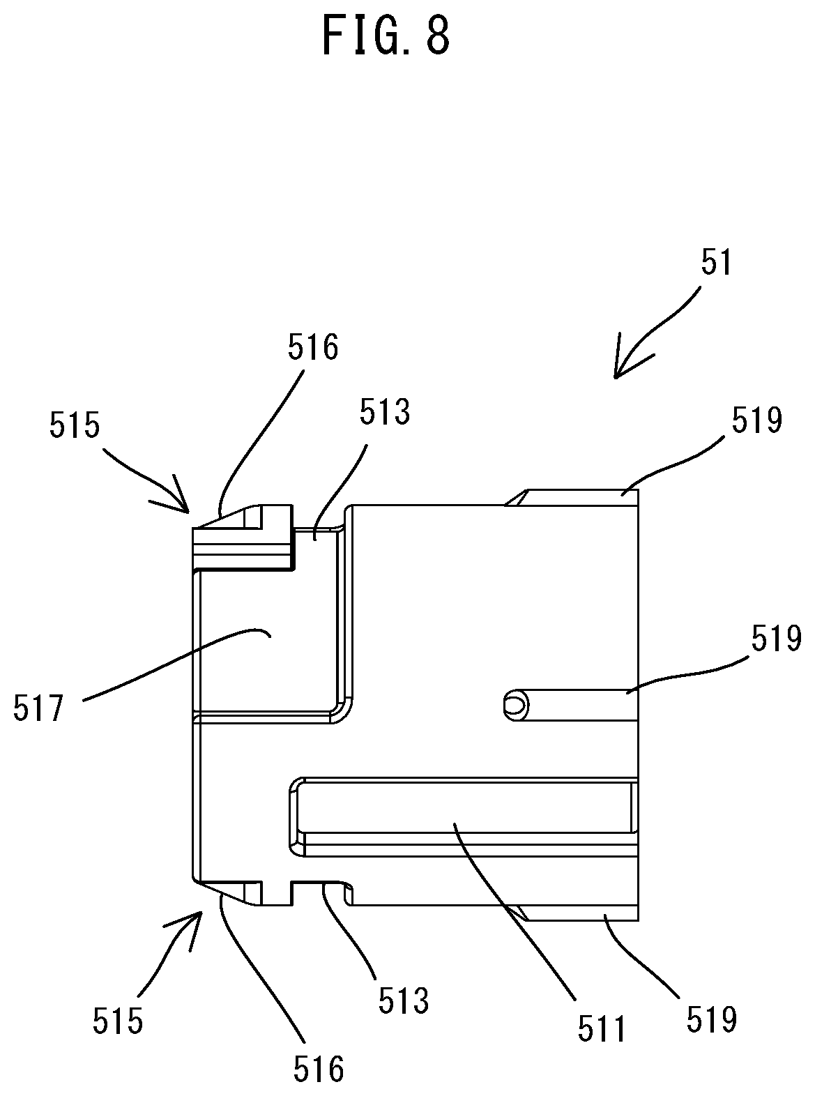 Patent US12305683 Figure 8 – Connecting structure between power tool and attachment