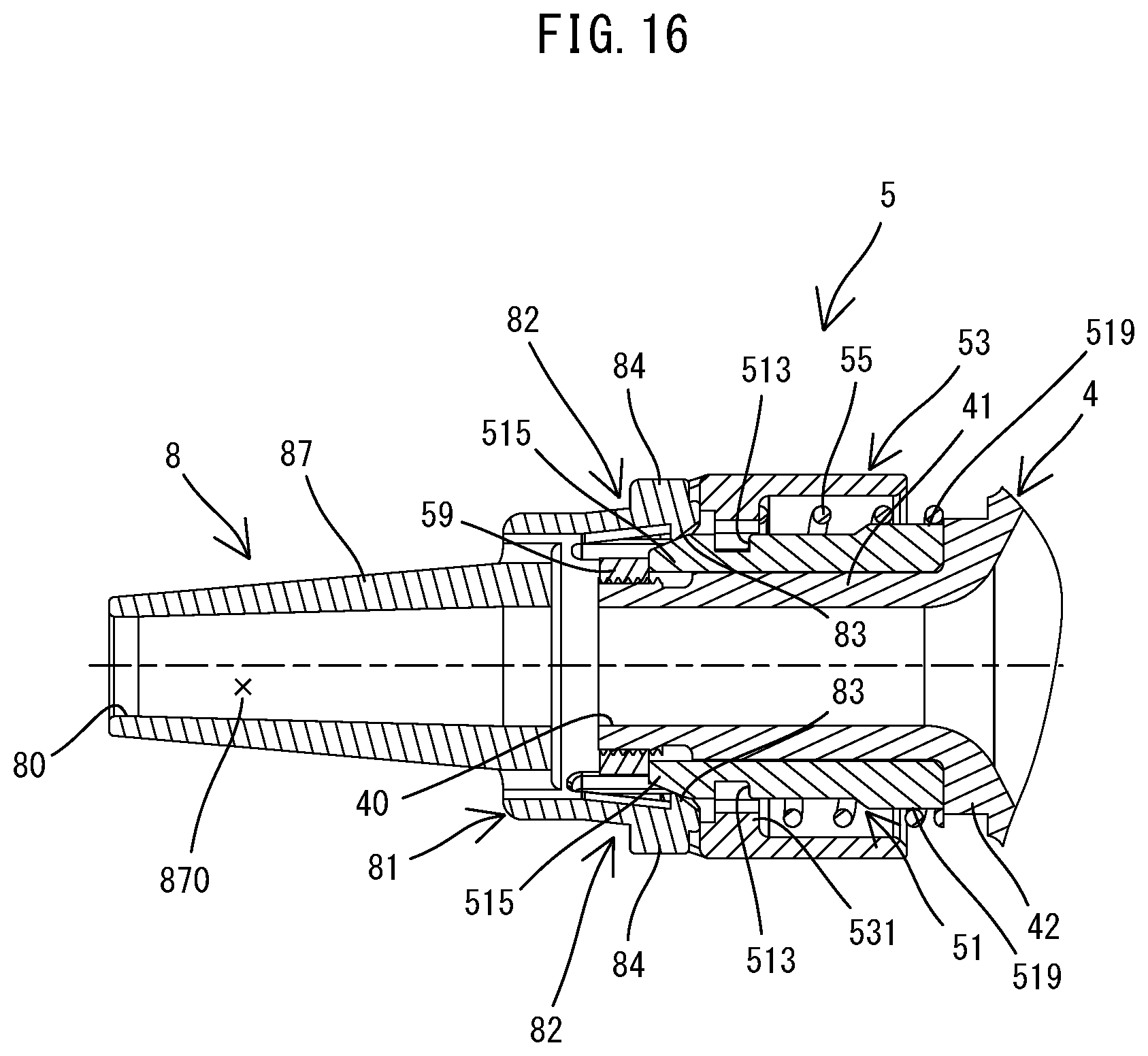 Patent US12305683 Figure 16 – Connecting structure between power tool and attachment
