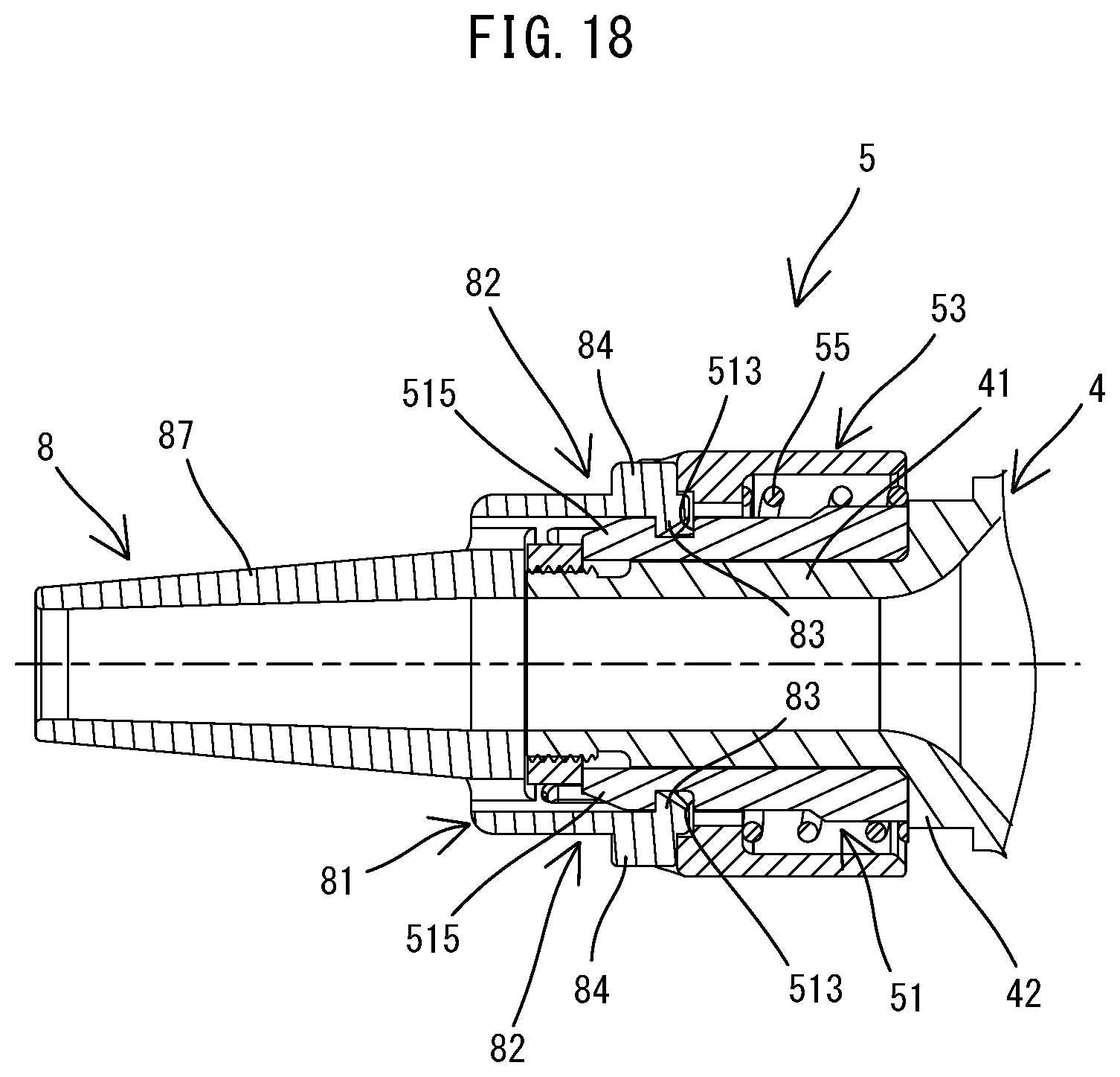 Patent US12305683 Figure 18 – Connecting structure between power tool and attachment