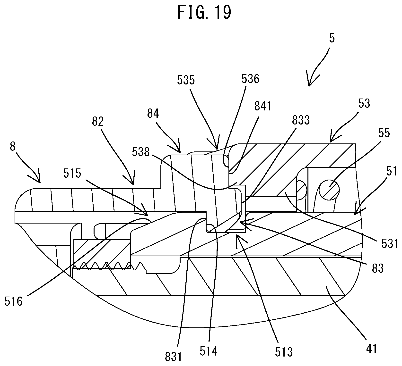 Patent US12305683 Figure 19 – Connecting structure between power tool and attachment