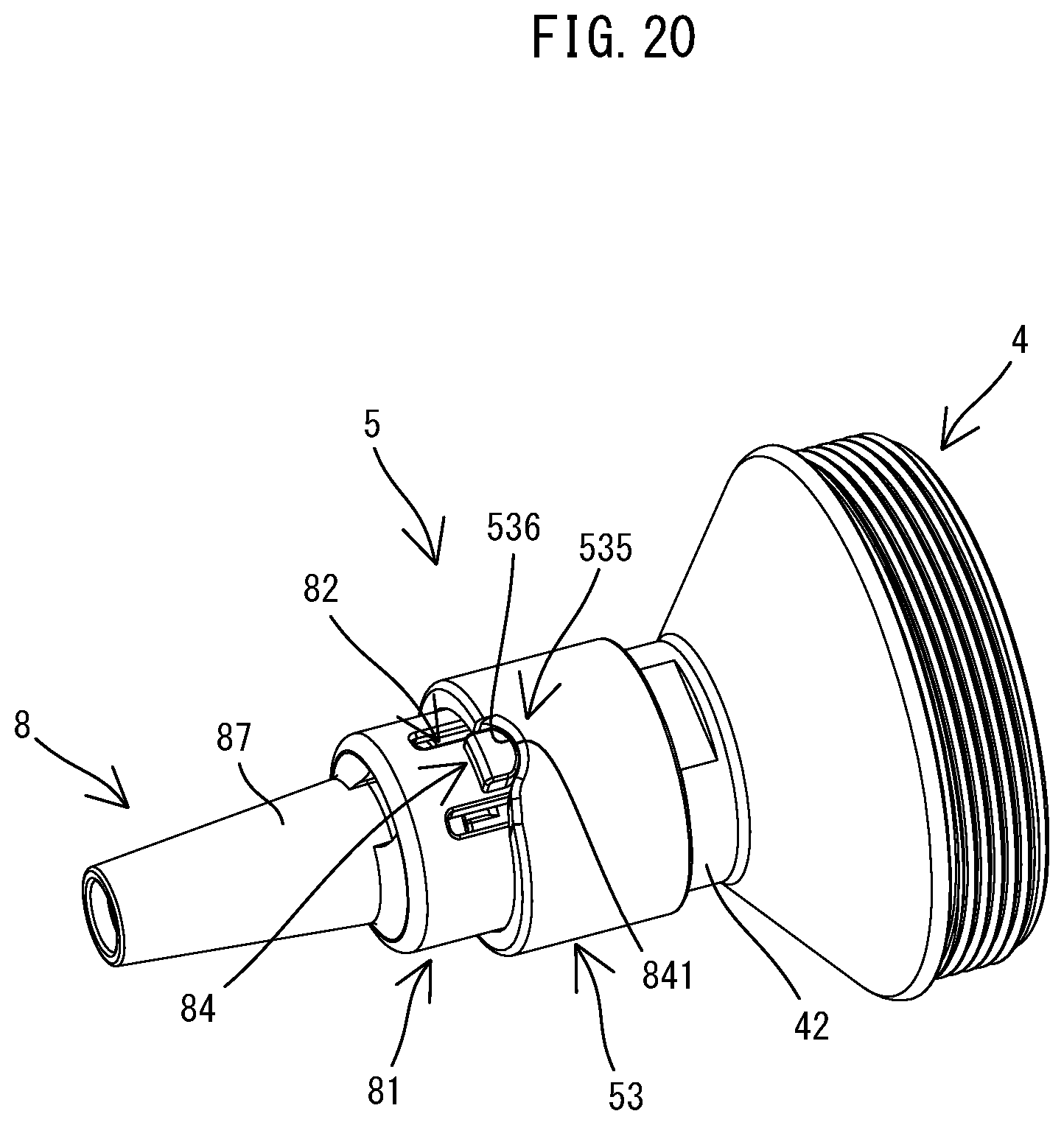 Patent US12305683 Figure 20 – Connecting structure between power tool and attachment
