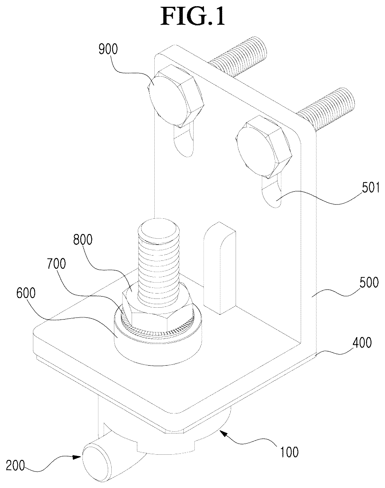 Patent US12305687 Figure 1 – L-shaped bolt fastening structure using hole guard
