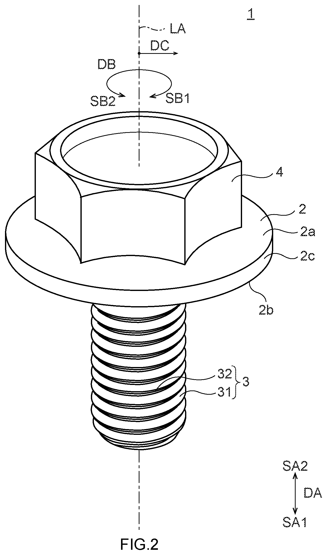 Patent US12305688 Figure 2 – Bolt for centering components relative to each other