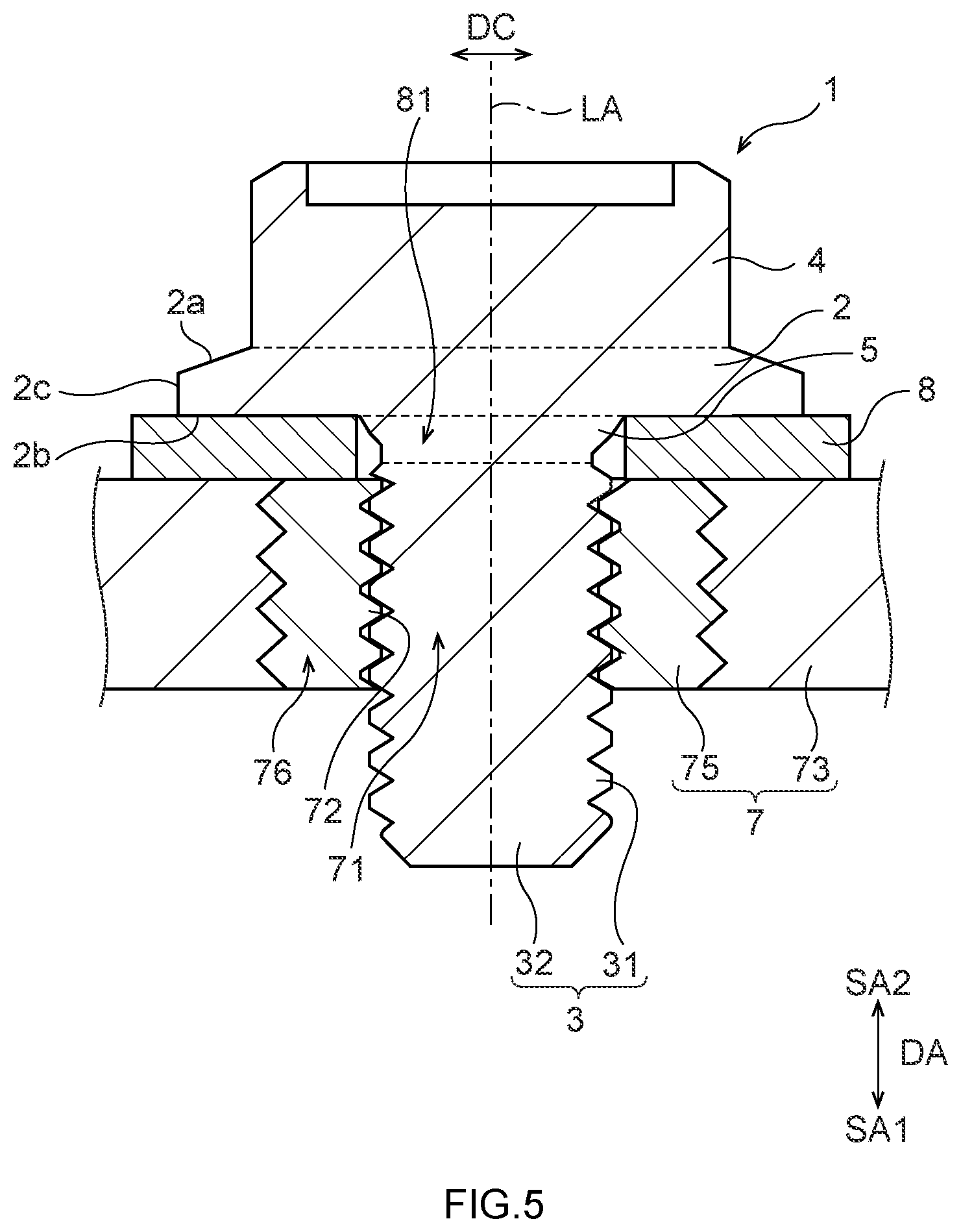 Patent US12305688 Figure 5 – Bolt for centering components relative to each other