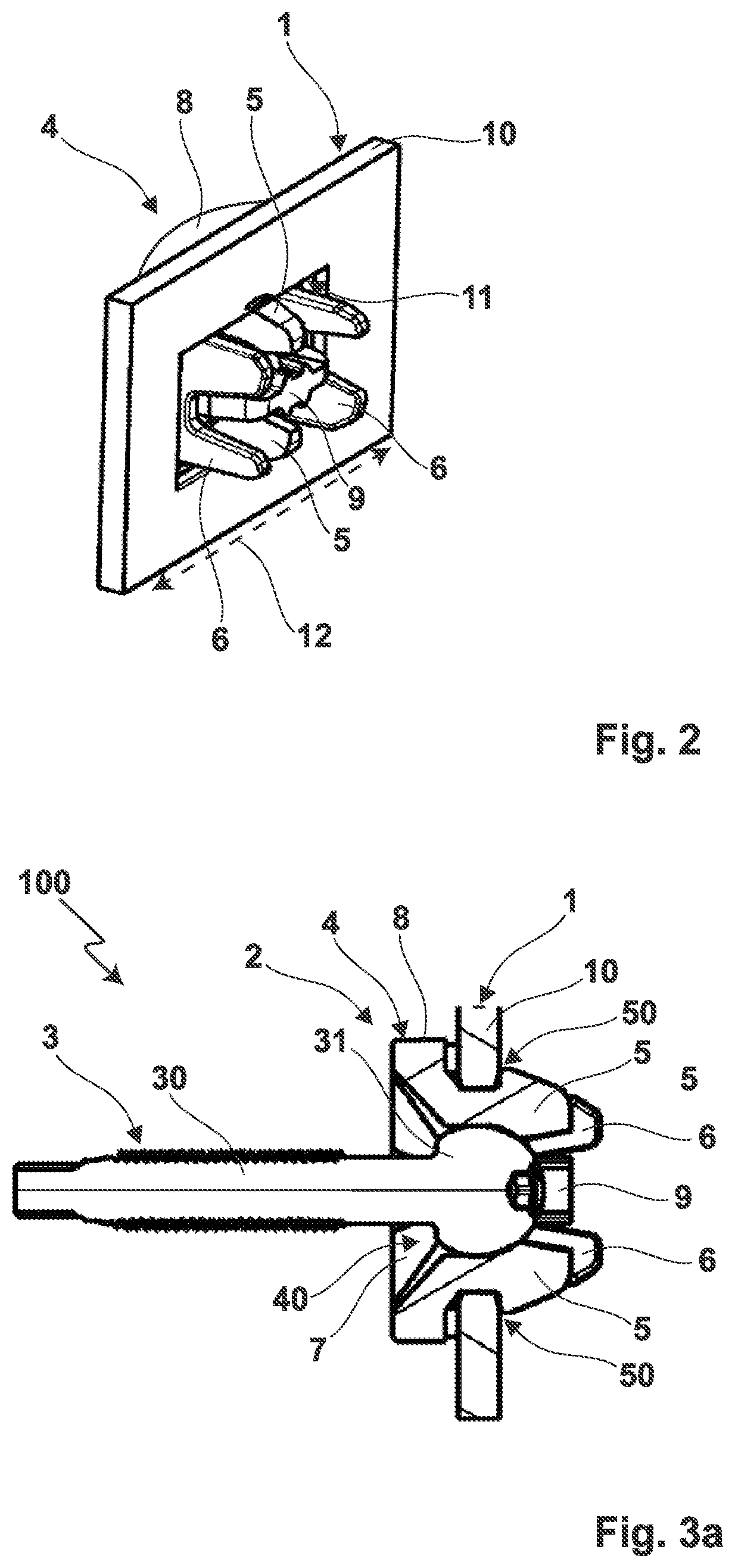 Patent US12305696 Figure 3 – Joining arrangement having a receiving means and a ball joint