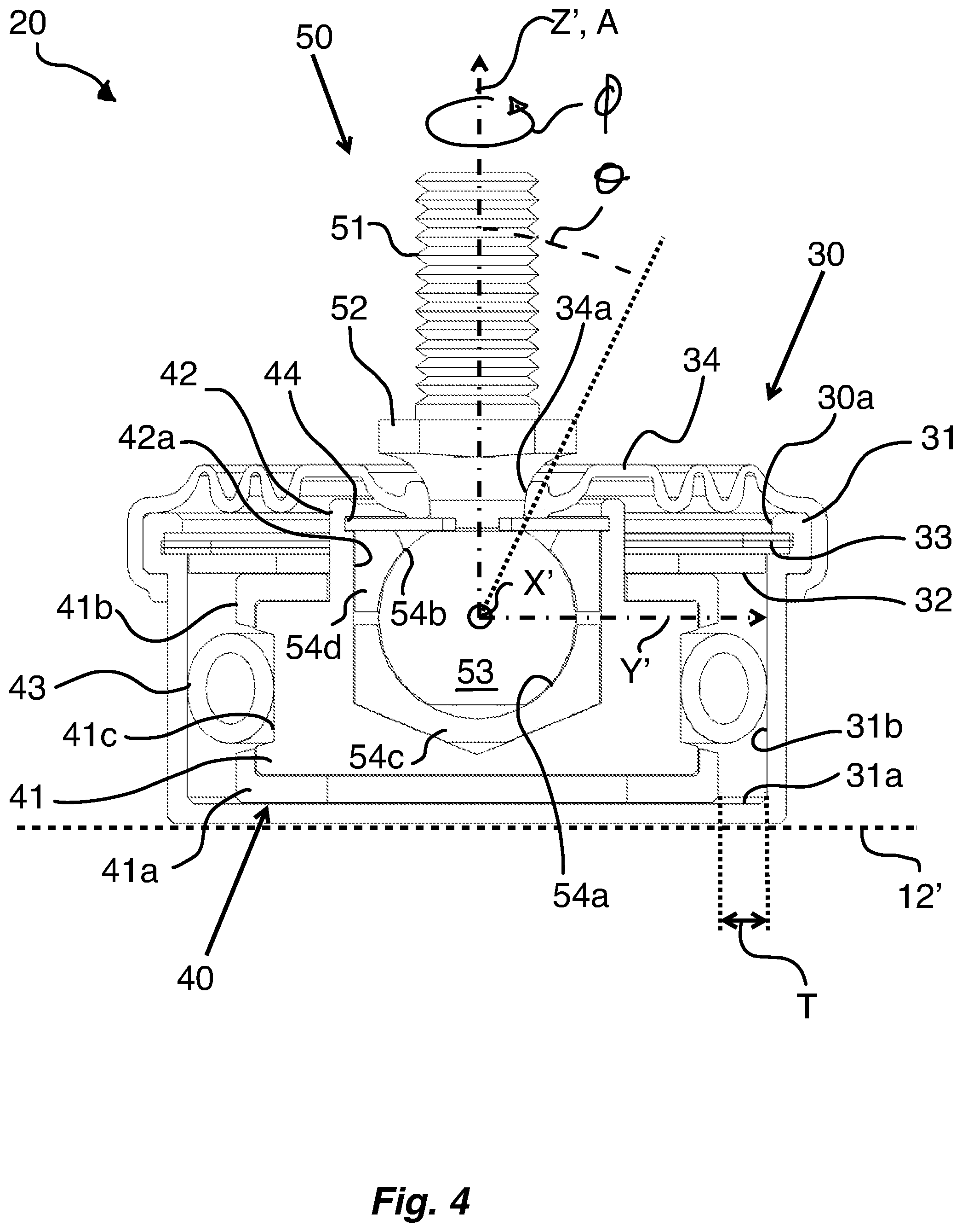 Patent US12305697 Figure 4 – Joint assembly for linear actuator of motion simulator