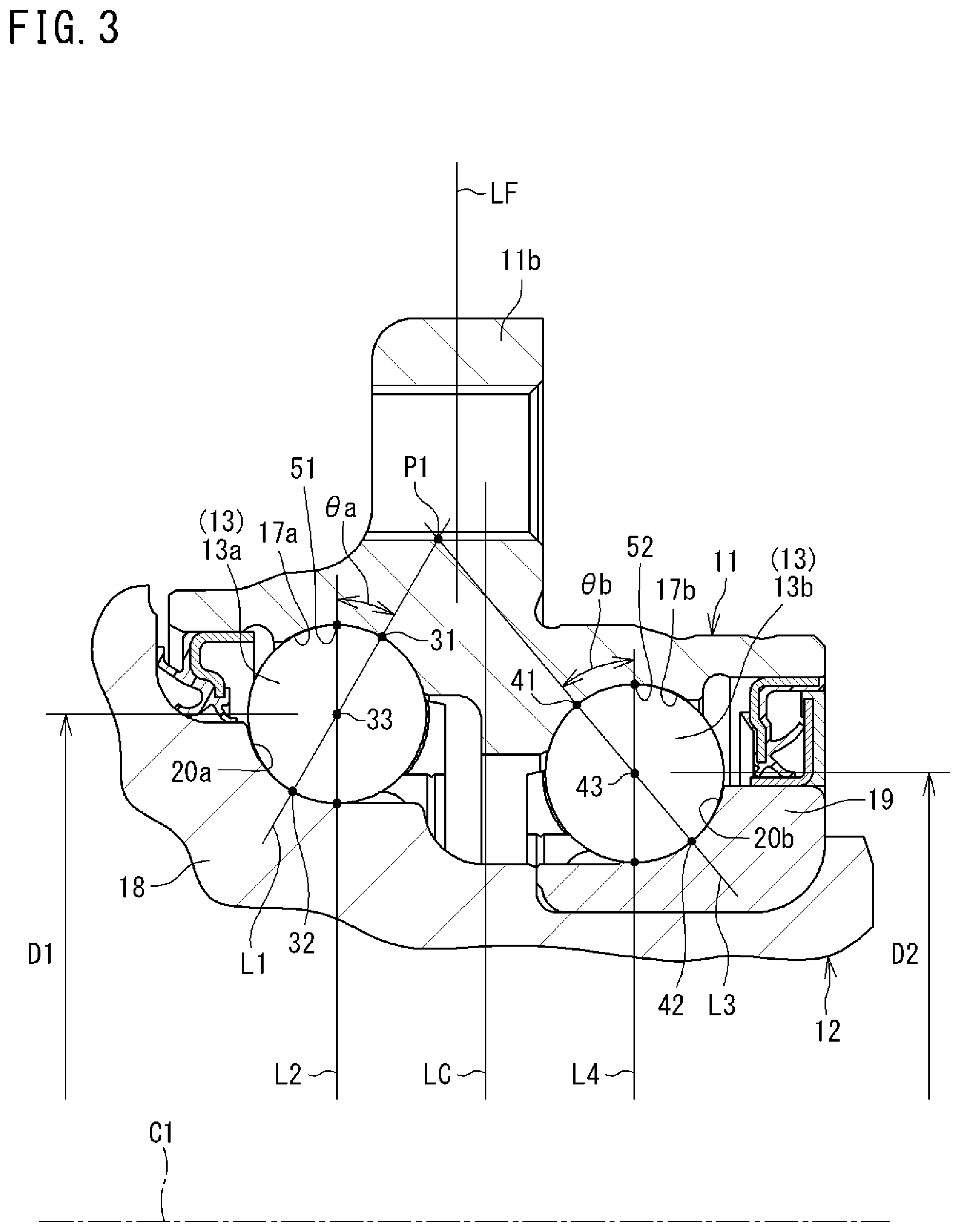 Patent US12305702 Figure 3 – Wheel bearing device