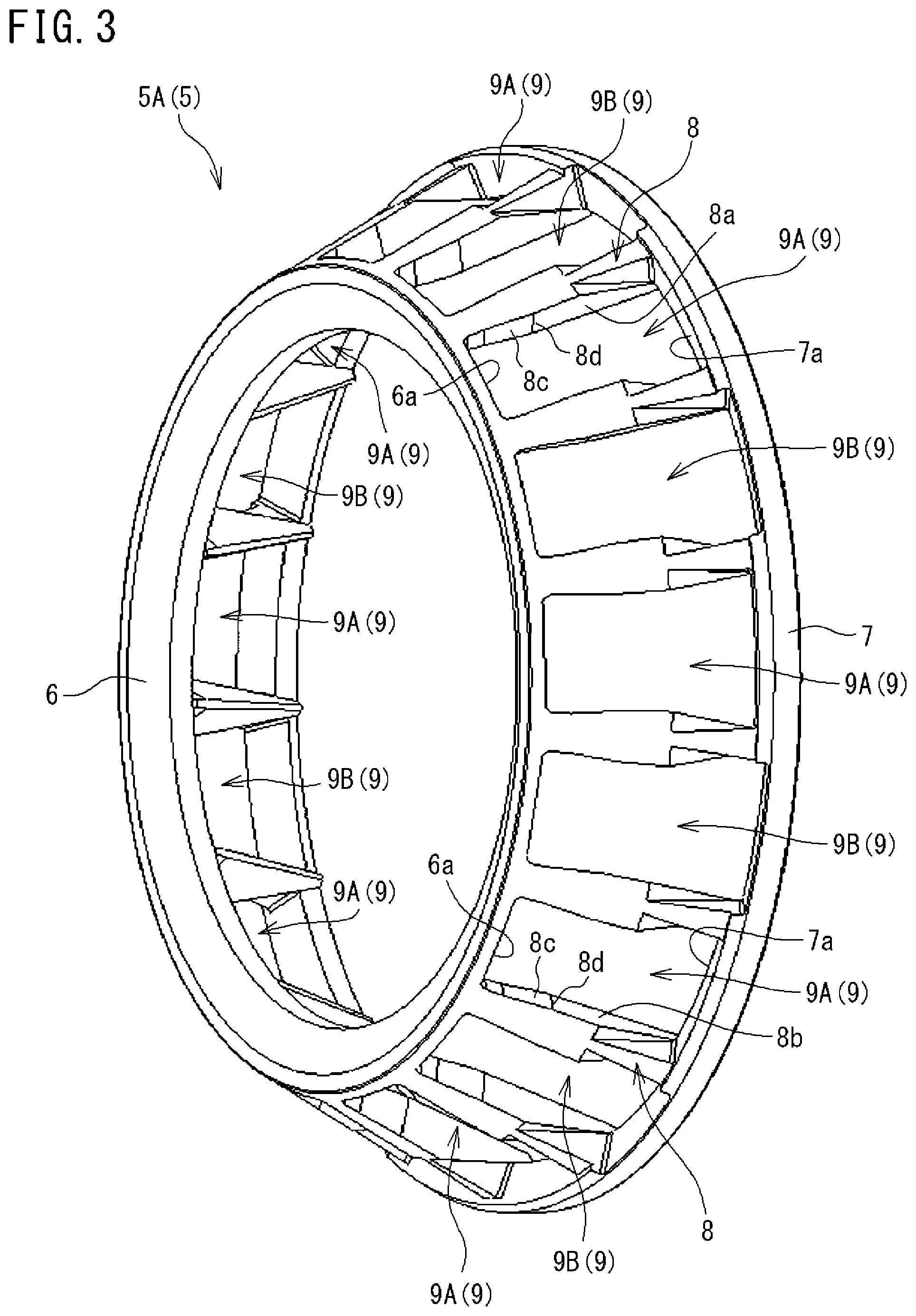 Patent US12305703 Figure 5 – Tapered roller bearing and cage