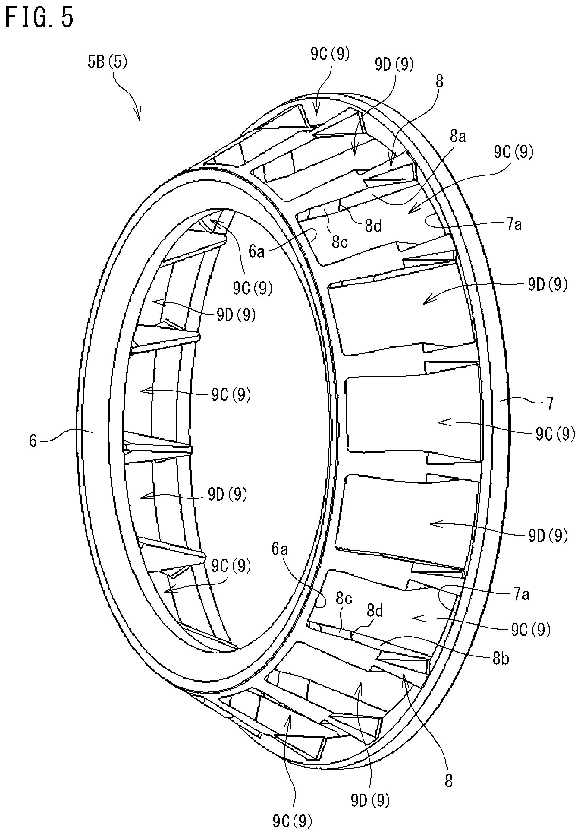Patent US12305703 Figure 8 – Tapered roller bearing and cage