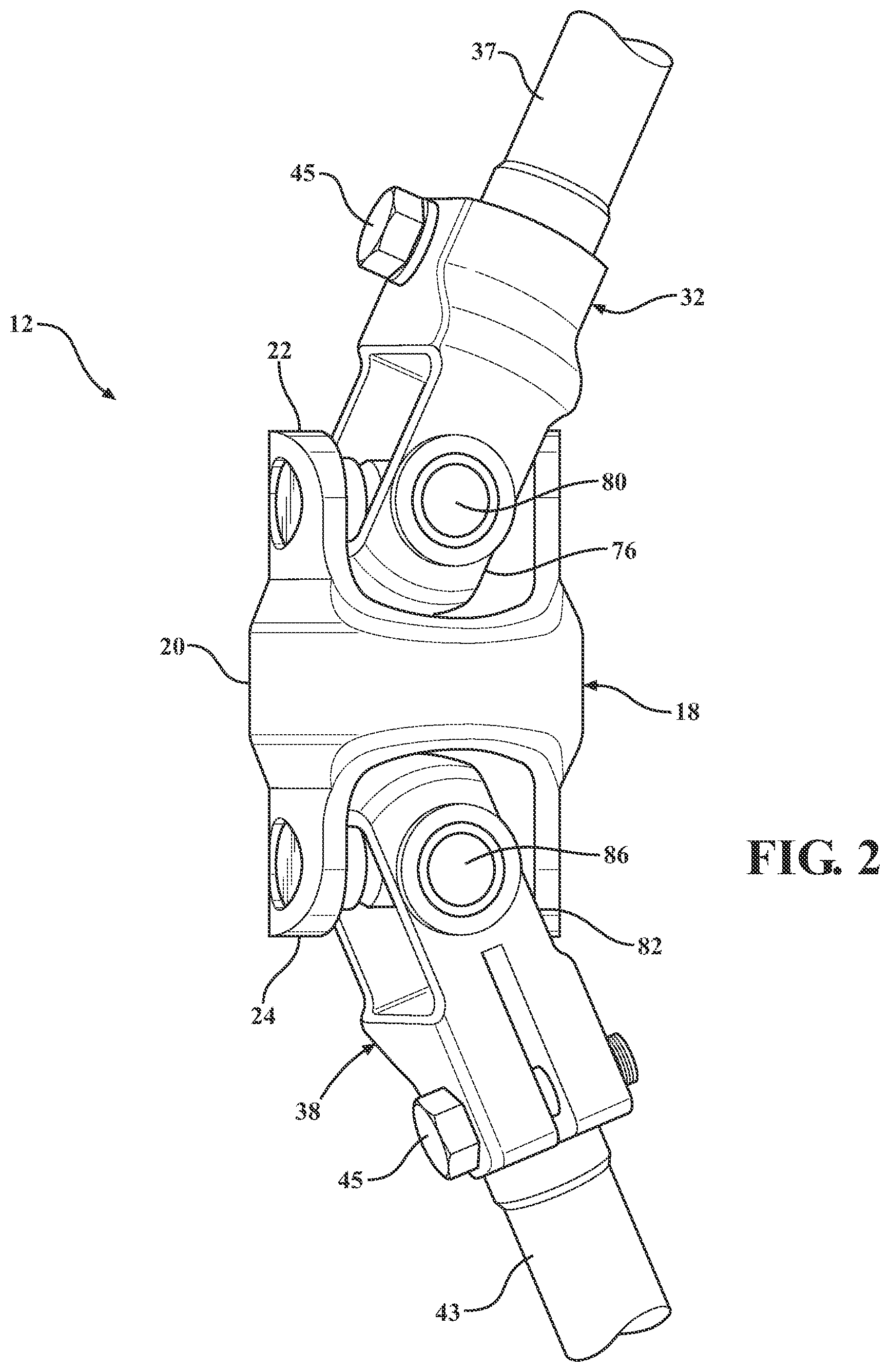 Patent US12305717 Figure 2 – Double cardan constant velocity adjustable joint