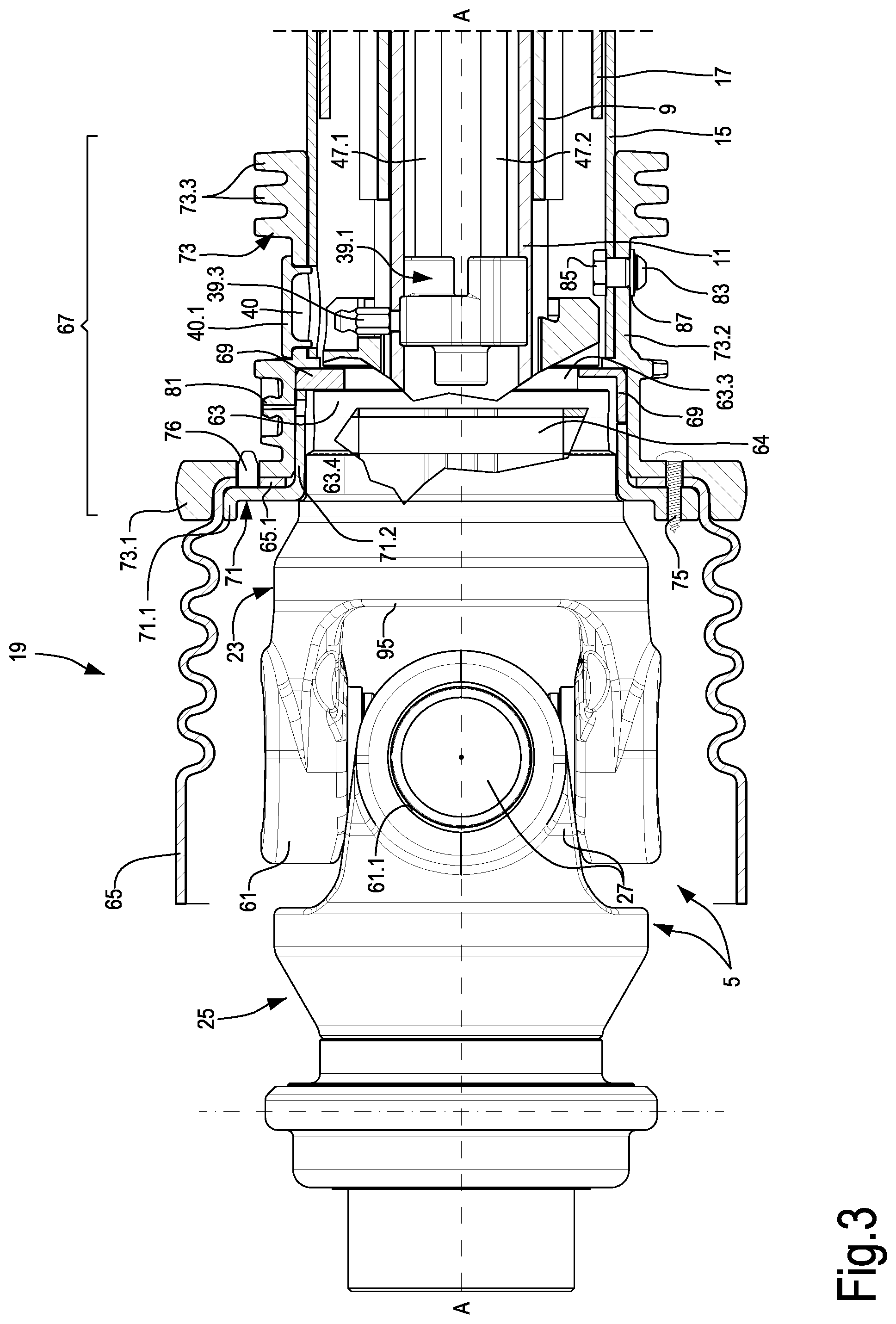 Patent US12305718 Figure 2 – Universal joint with improved stiffness