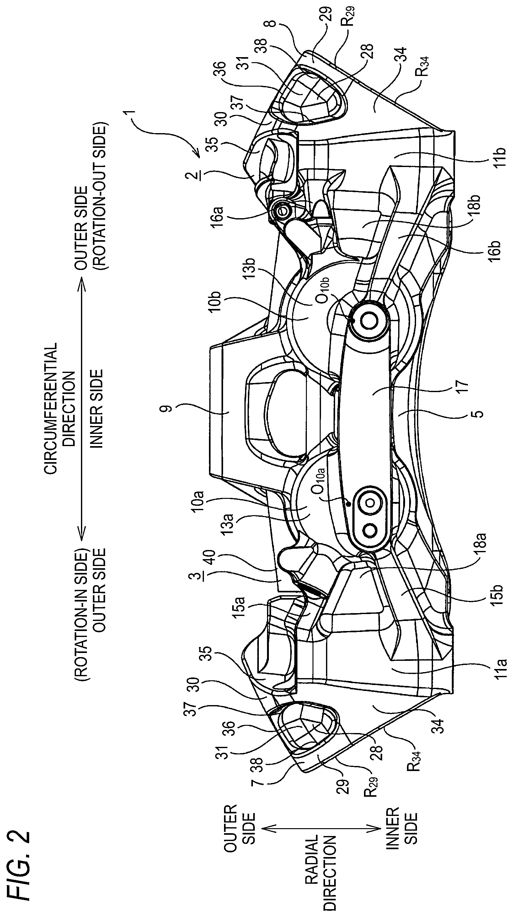 Patent US12305723 Figure 2 – Caliper for opposed piston type disc brake