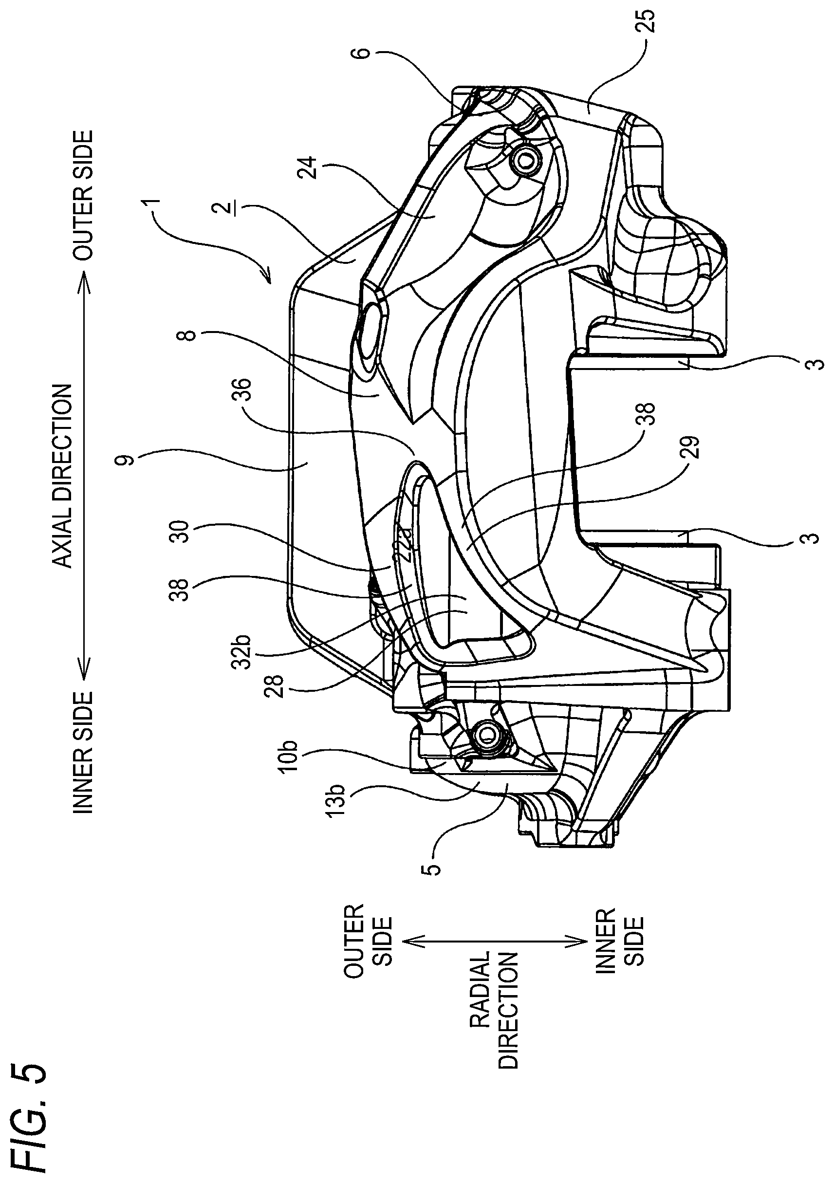 Patent US12305723 Figure 5 – Caliper for opposed piston type disc brake