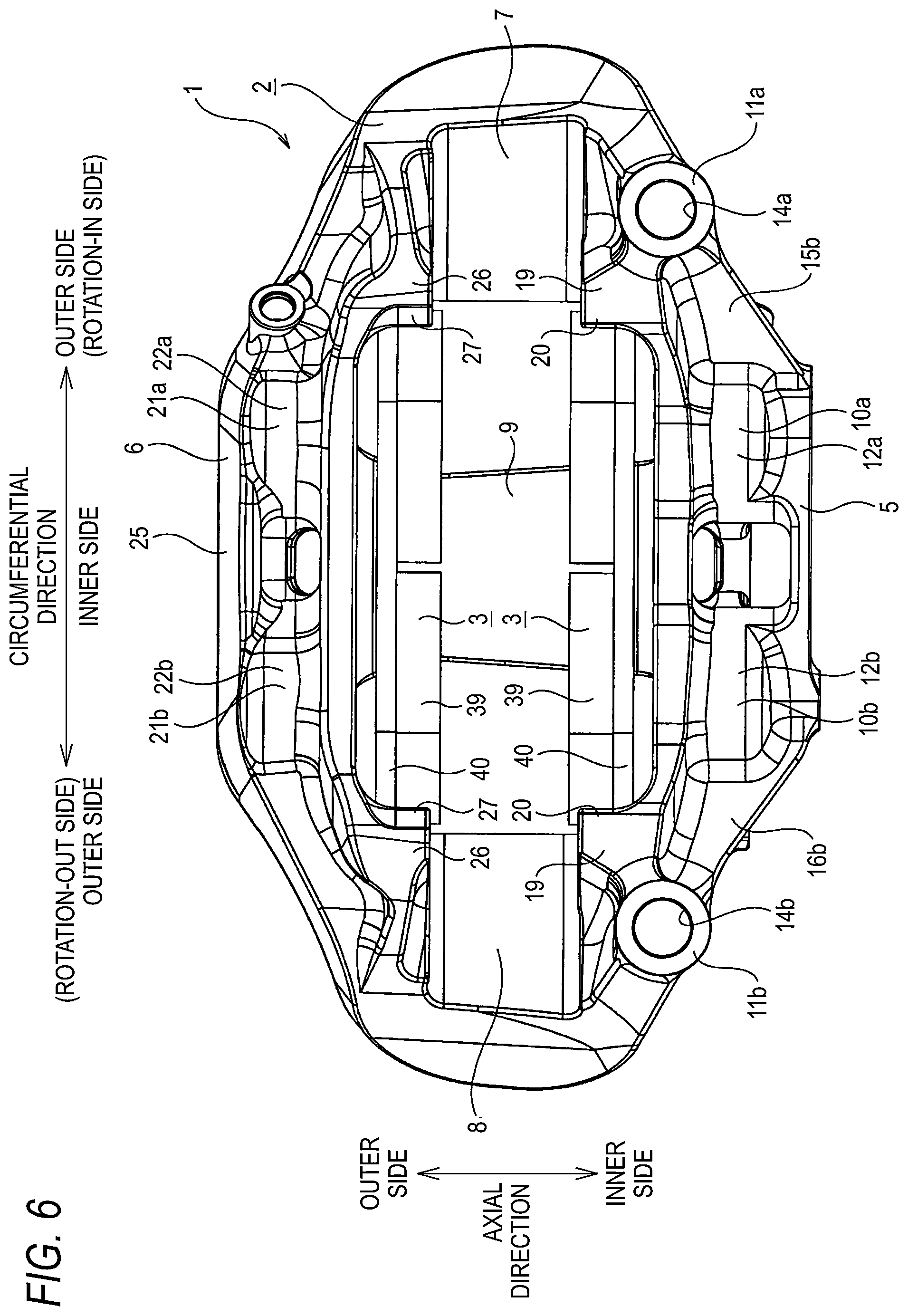 Patent US12305723 Figure 6 – Caliper for opposed piston type disc brake