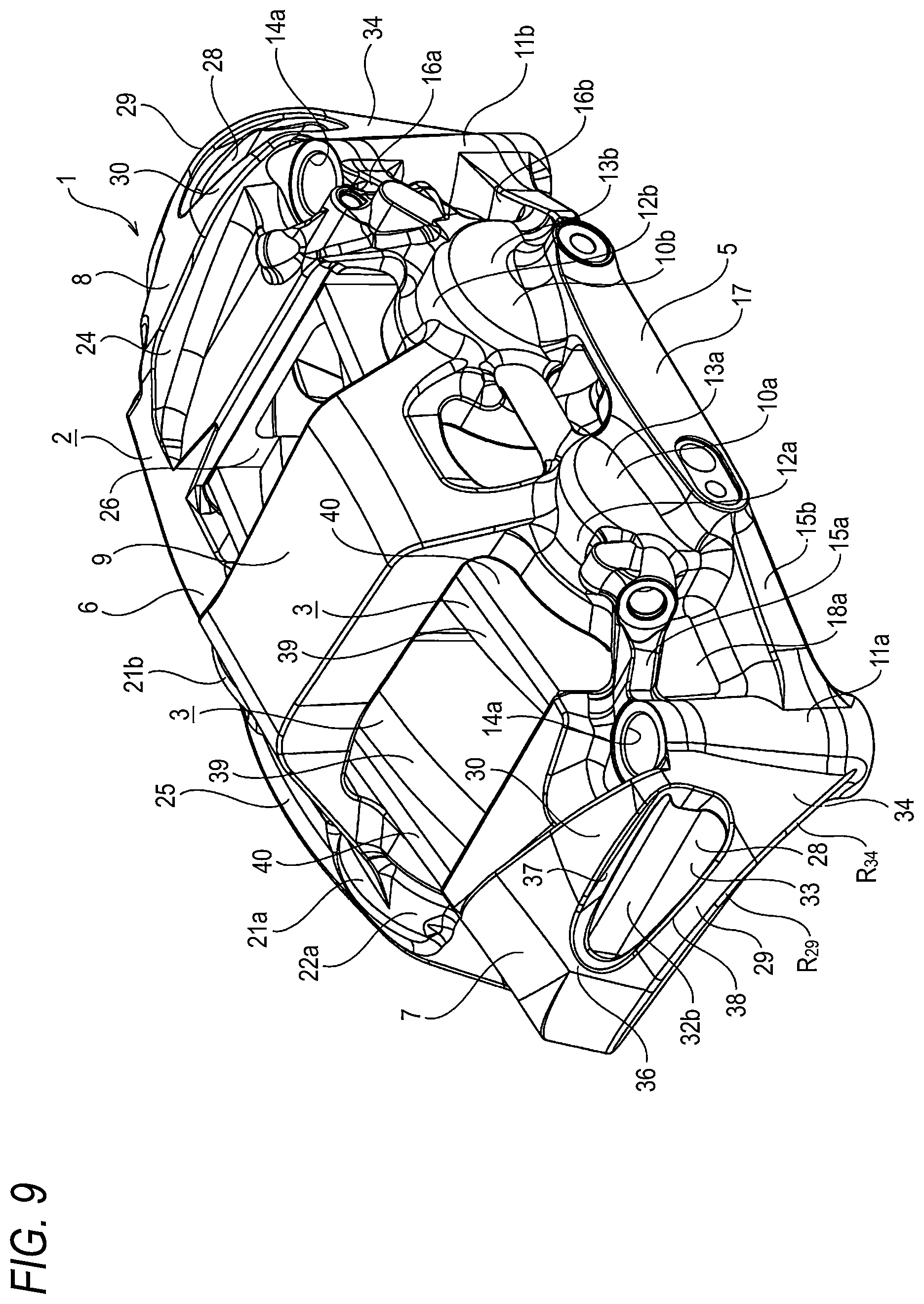 Patent US12305723 Figure 9 – Caliper for opposed piston type disc brake