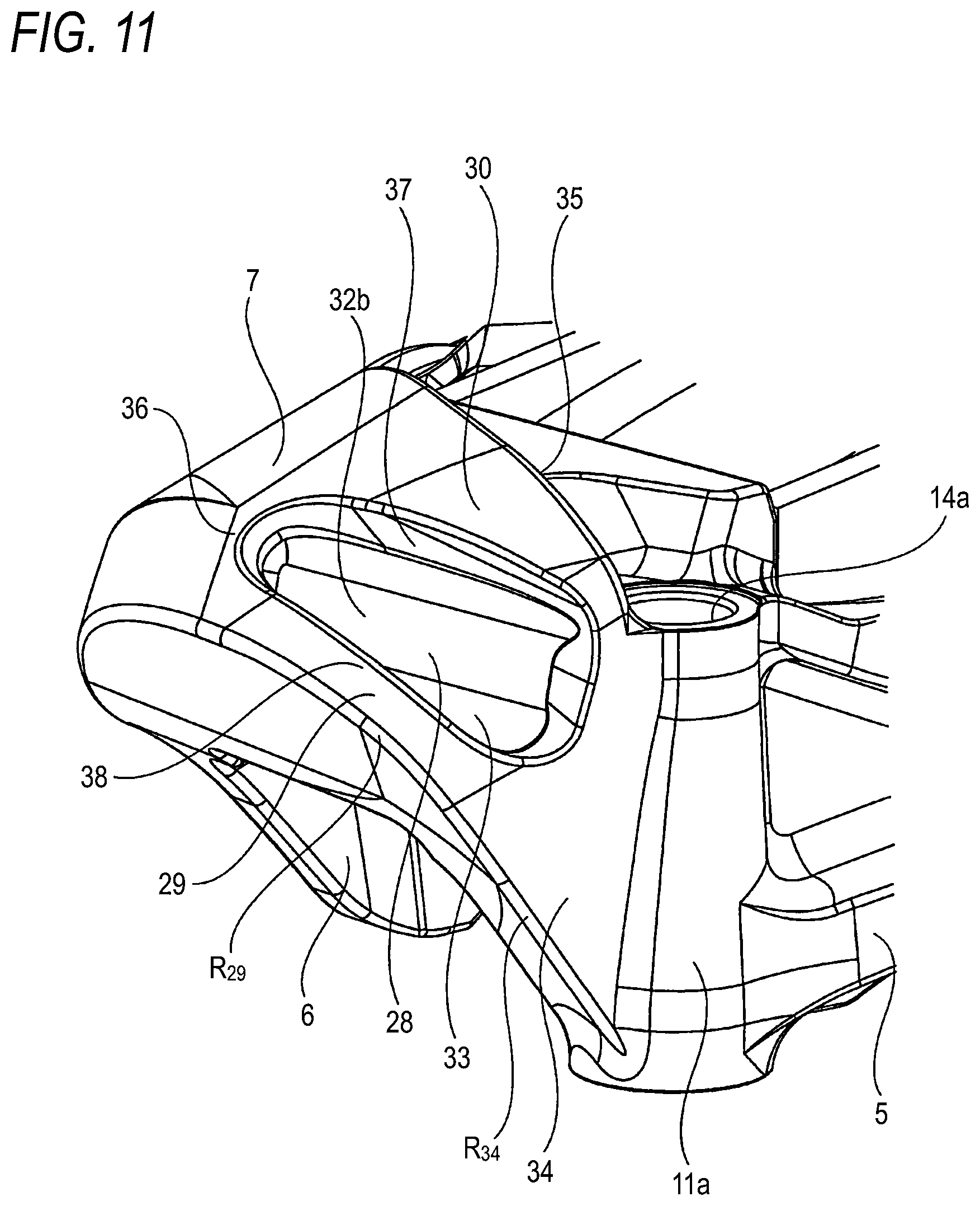 Patent US12305723 Figure 11 – Caliper for opposed piston type disc brake