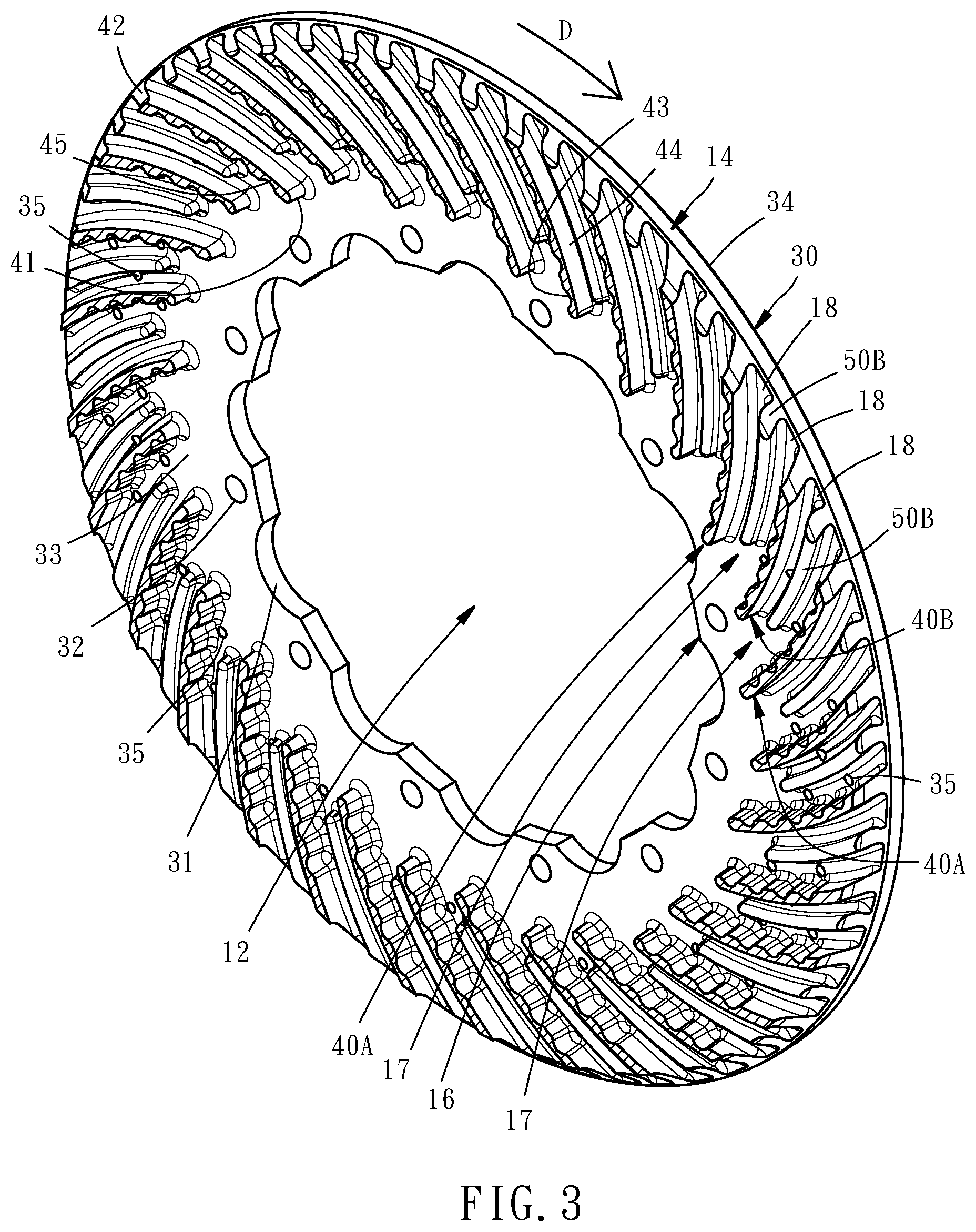 Patent US12305727 Figure 3 – Ventilated brake disc