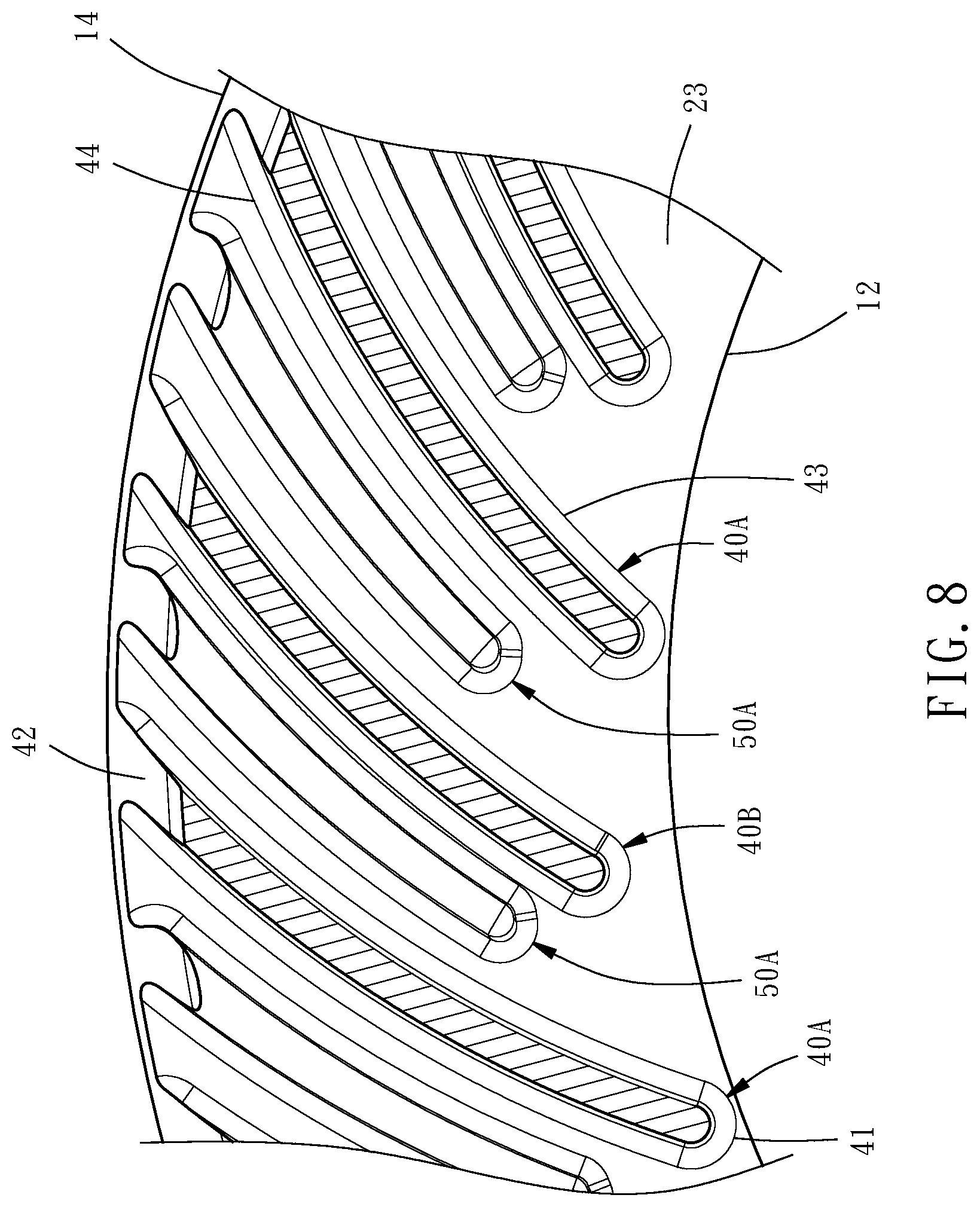 Patent US12305727 Figure 8 – Ventilated brake disc