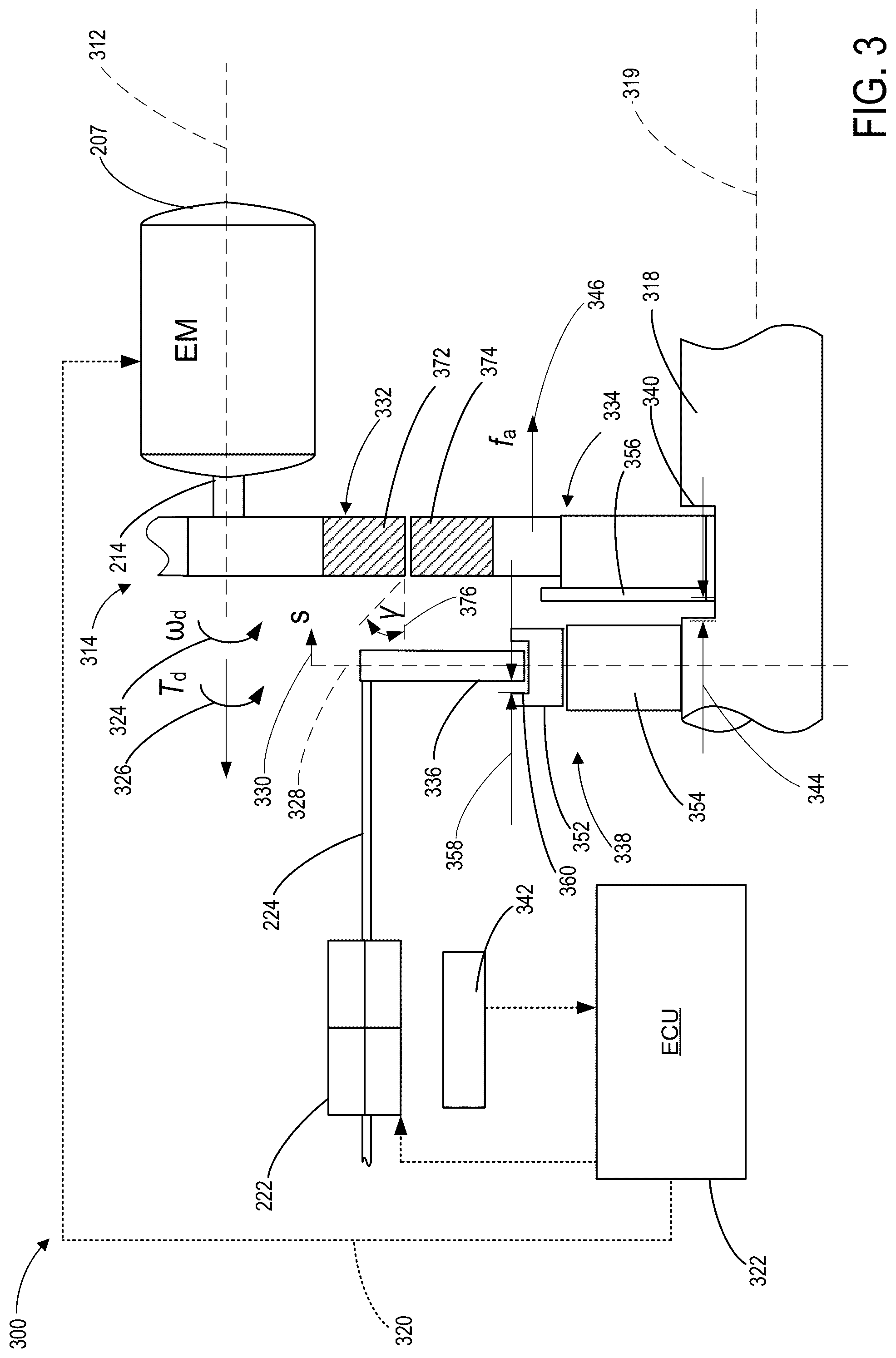 Patent US12305749 Figure 3 – Automatic backlash-compensation for a dog clutch in an electrified transmission