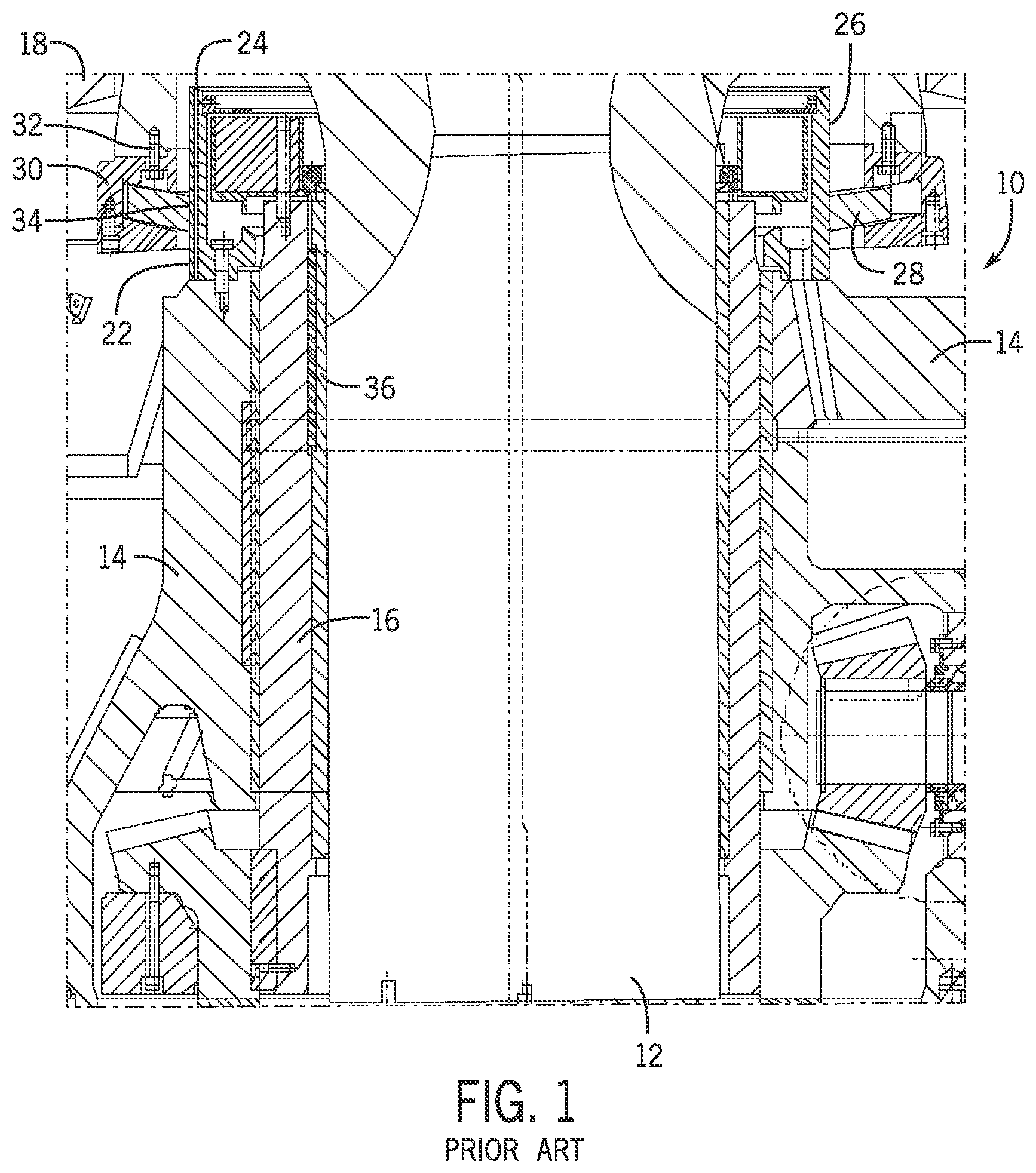 Patent US12305761 Figure 1 – System and method of aligning a main shaft of a gyratory crusher