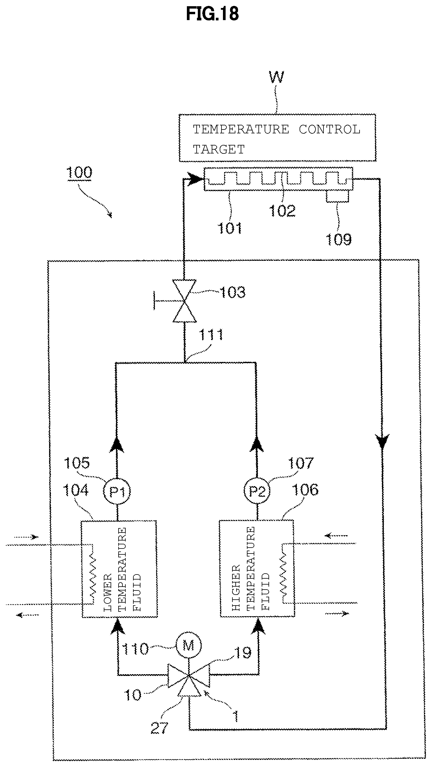 Patent US12305766 Figure 19 – Three-way valve for flow rate control and temperature control device