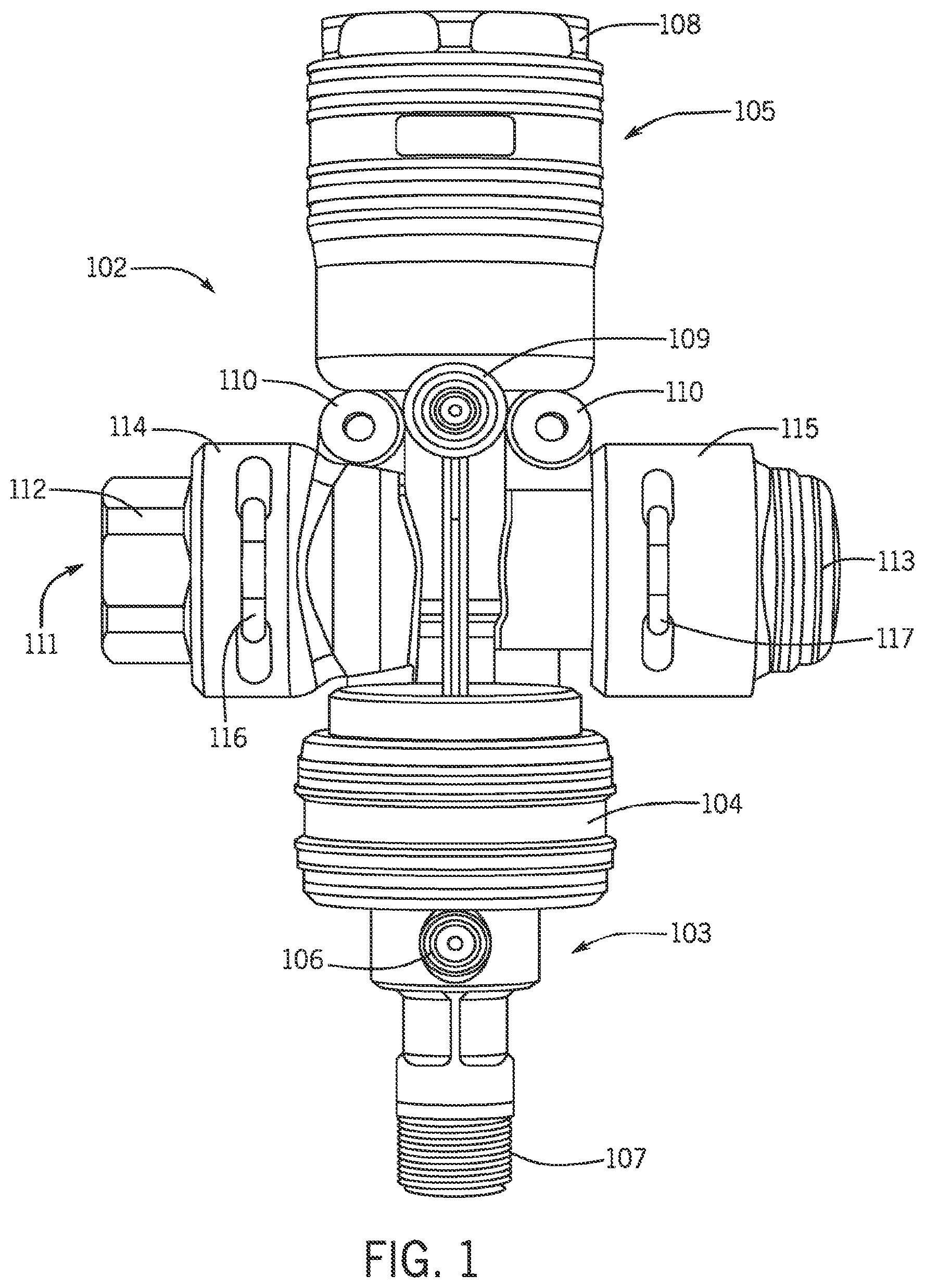 Patent US12305767 Figure 1 – Manifold with integrated valve