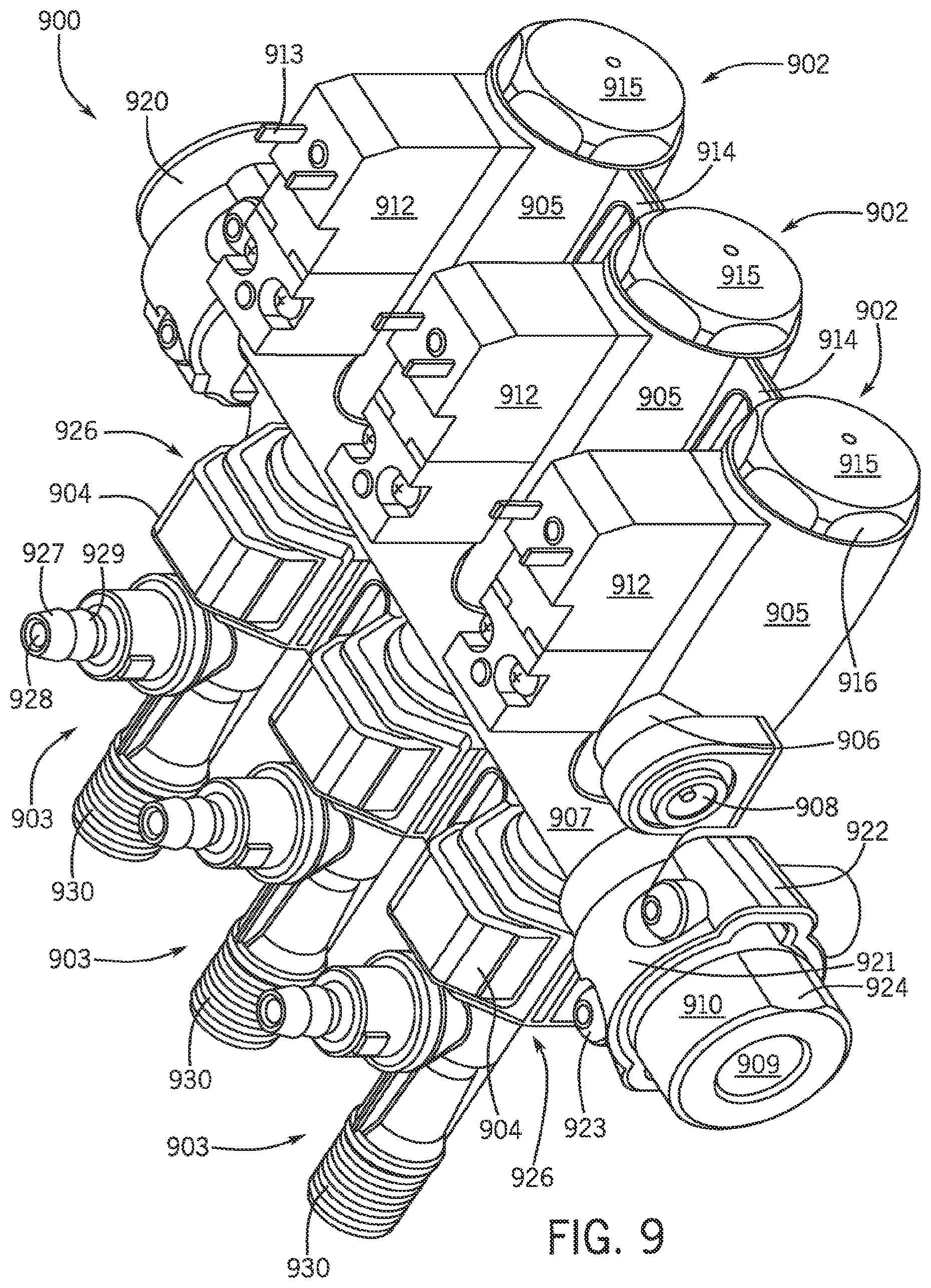 Patent US12305767 Figure 9 – Manifold with integrated valve
