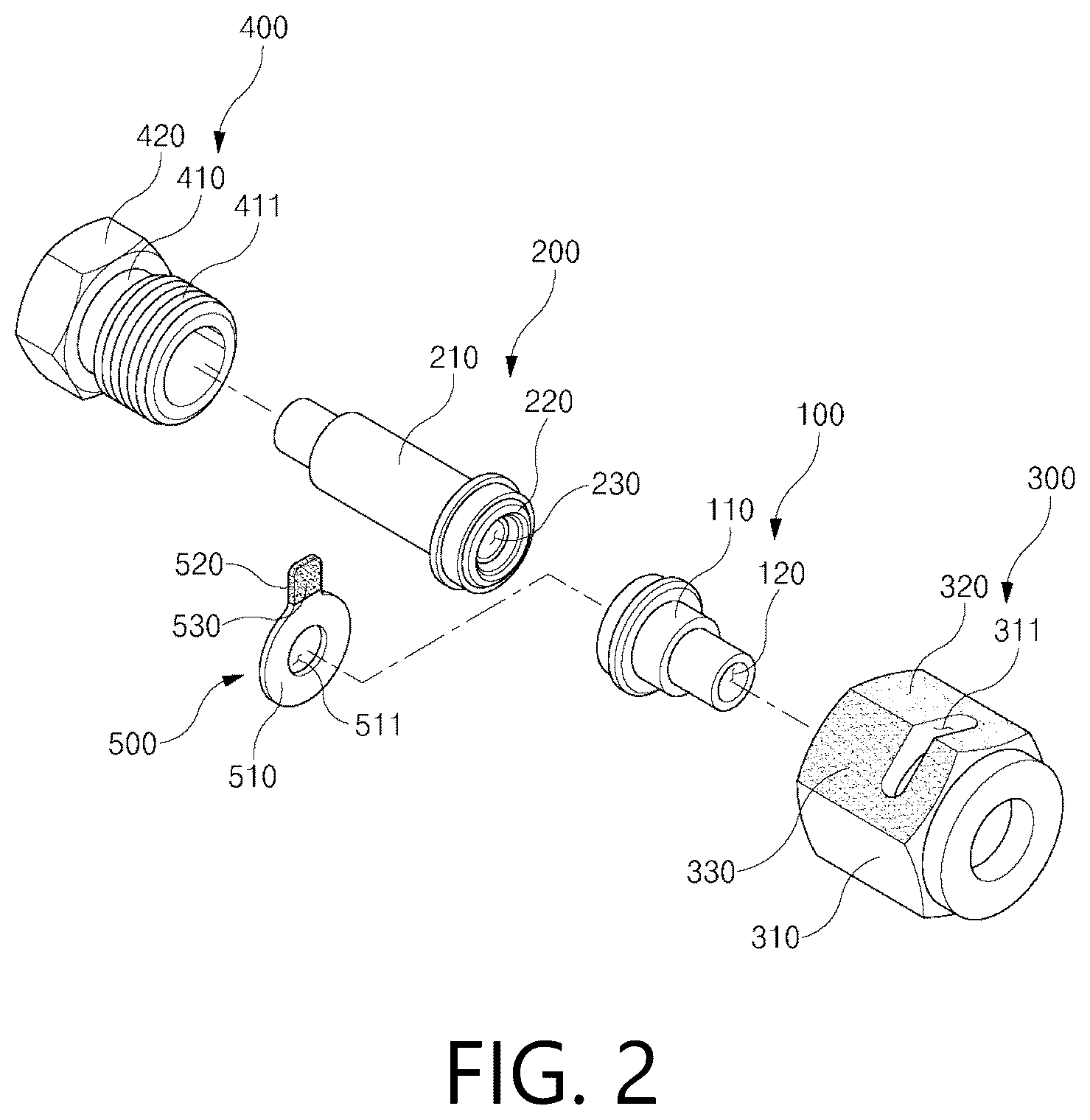 Patent US12305778 Figure 2 – Semiconductor gas pipe fitting fastener