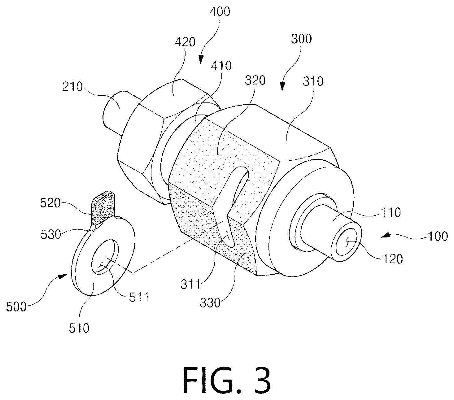 Patent US12305778 Figure 3 – Semiconductor gas pipe fitting fastener