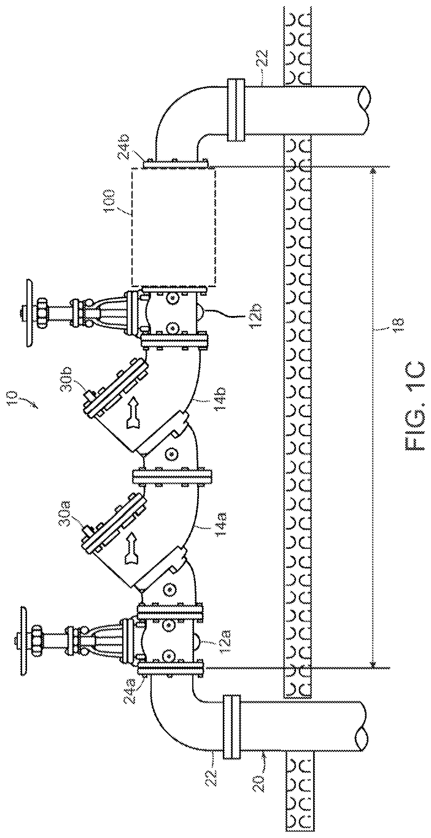 Patent US12305782 Figure 3 – Backflow prevention assembly having a variable lay-length and orientation