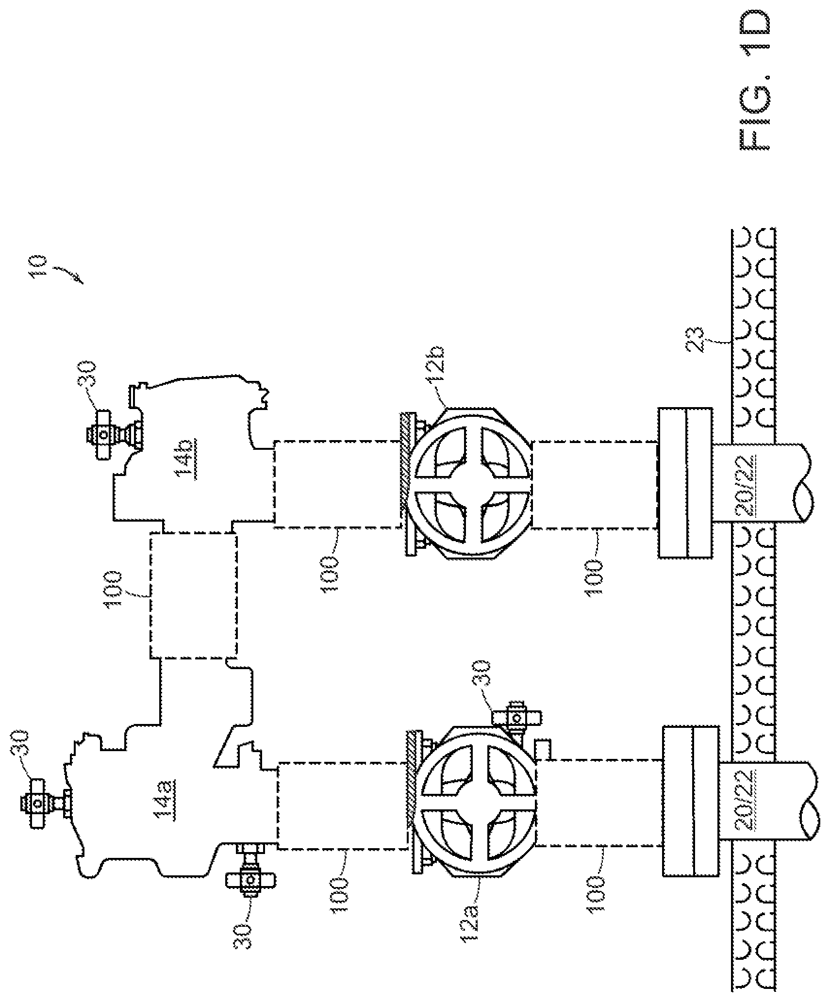 Patent US12305782 Figure 4 – Backflow prevention assembly having a variable lay-length and orientation