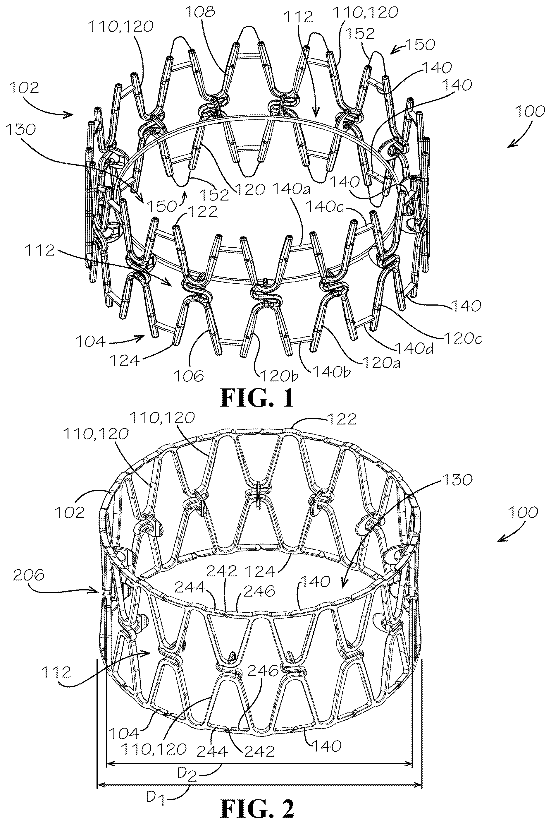 Patent US12305788 — Stent spring for pipe repair device — Figure 1