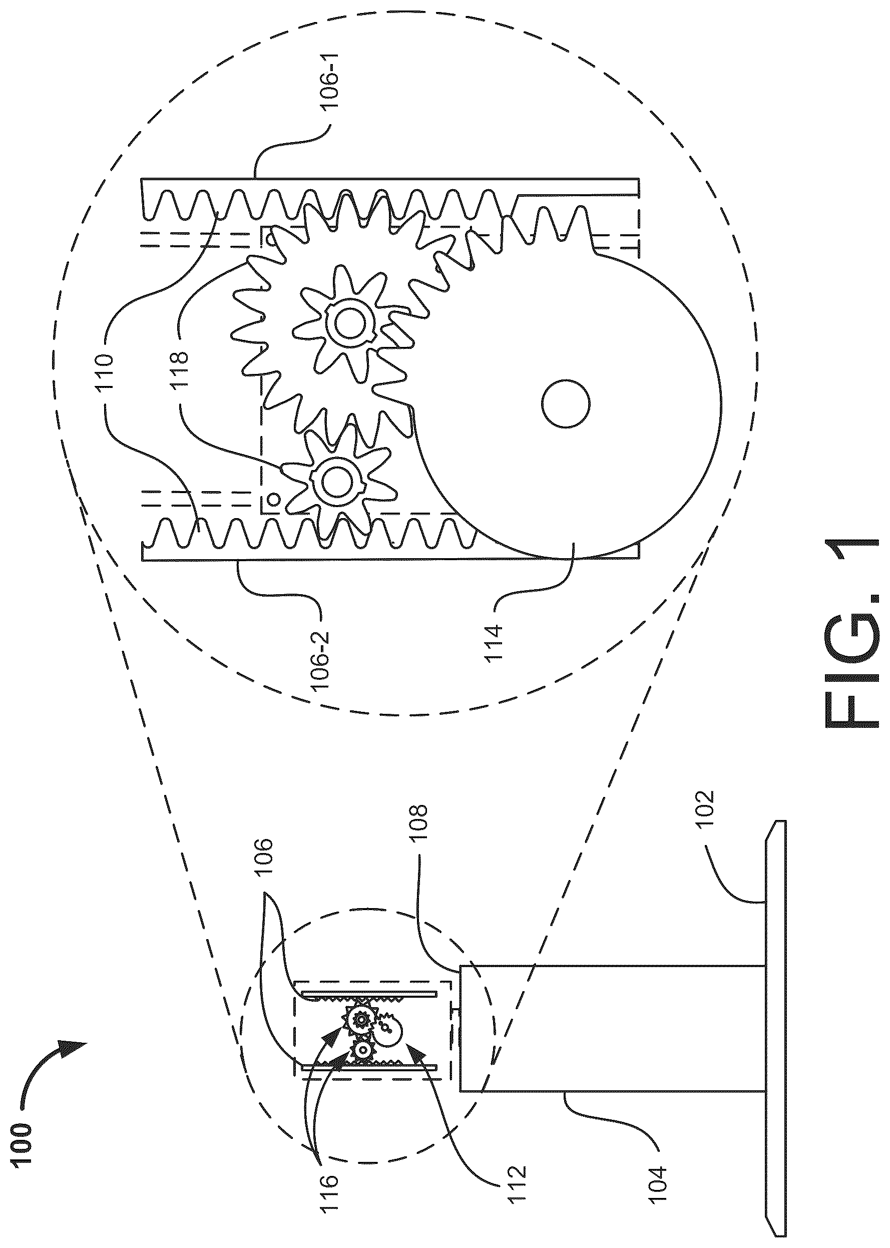 Patent US12305796 Figure 1 – Stands with gears