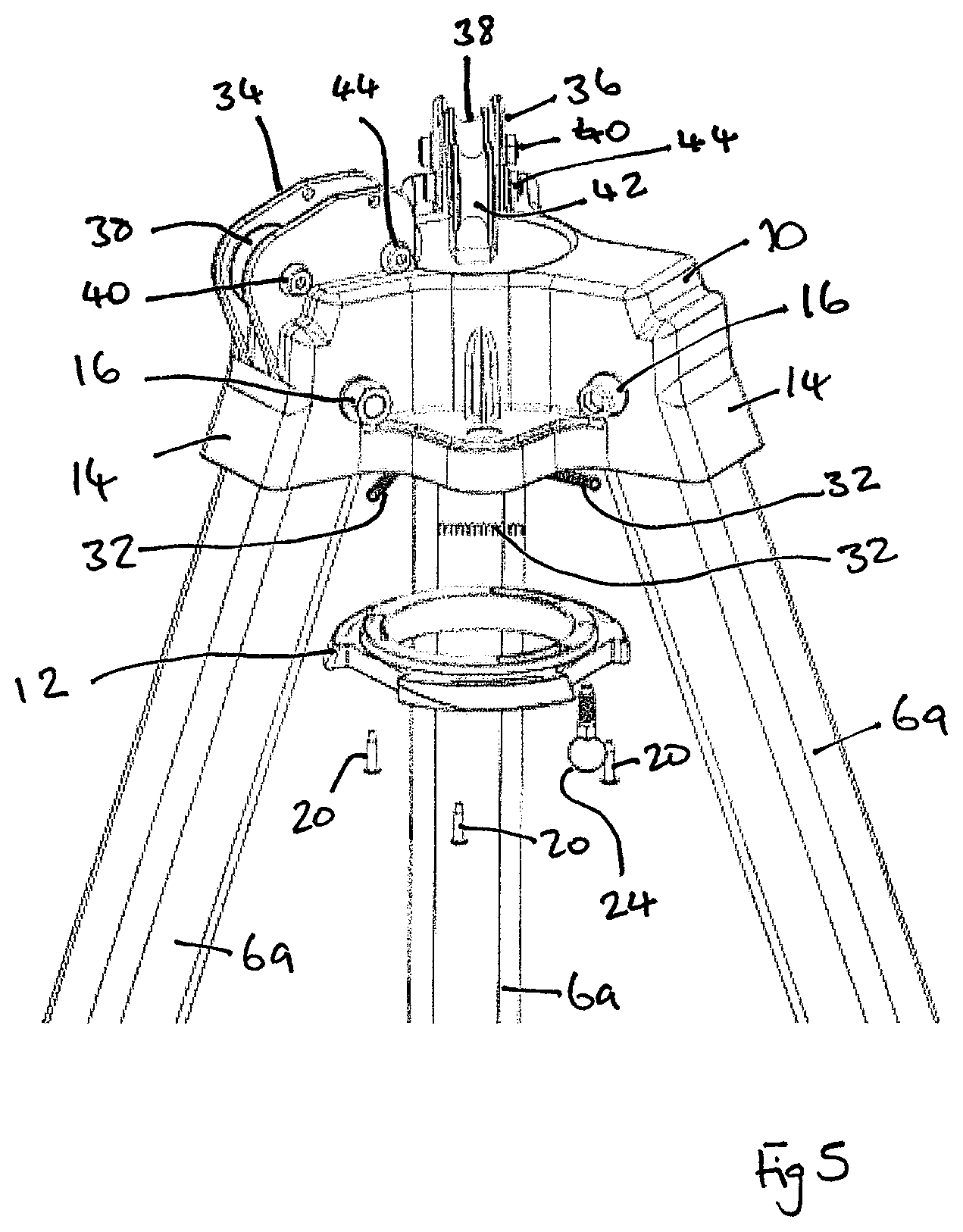 Patent US12305797 Figure 5 – Load lifting tripod with leg locking ring
