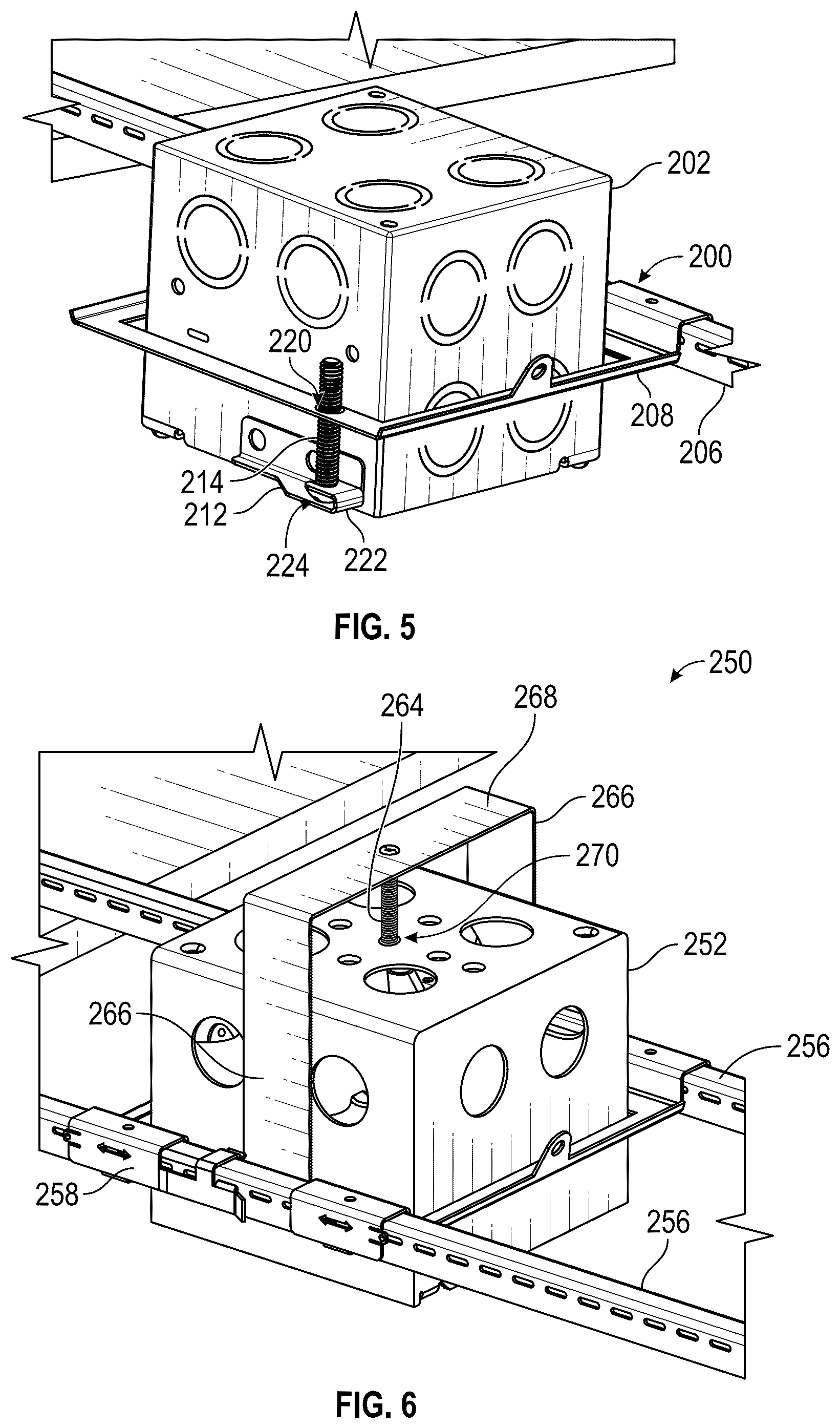 Patent US12305802 Figure 5 – Bracket for adjustable-depth mounting of electrical boxes
