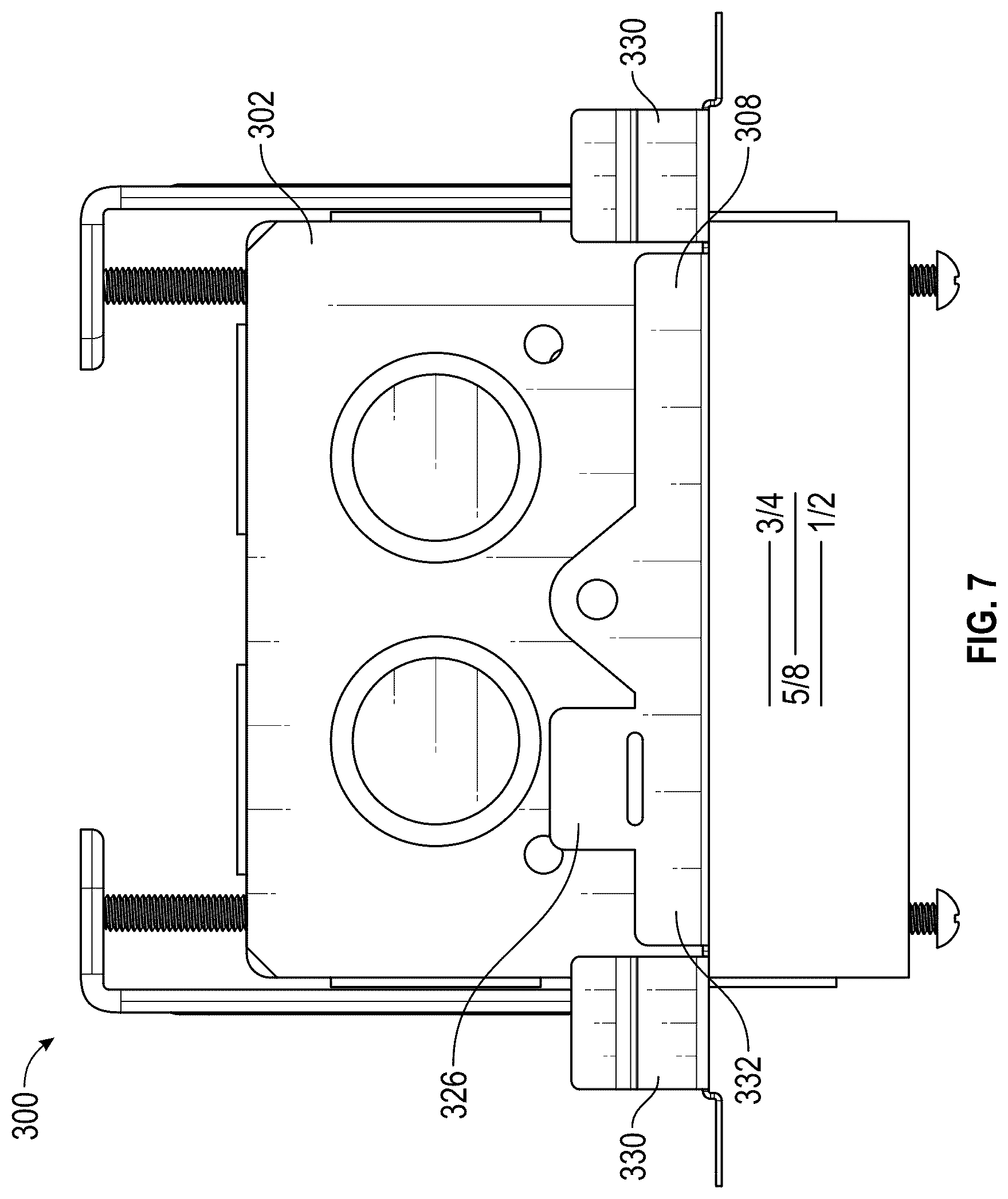 Patent US12305802 Figure 6 – Bracket for adjustable-depth mounting of electrical boxes