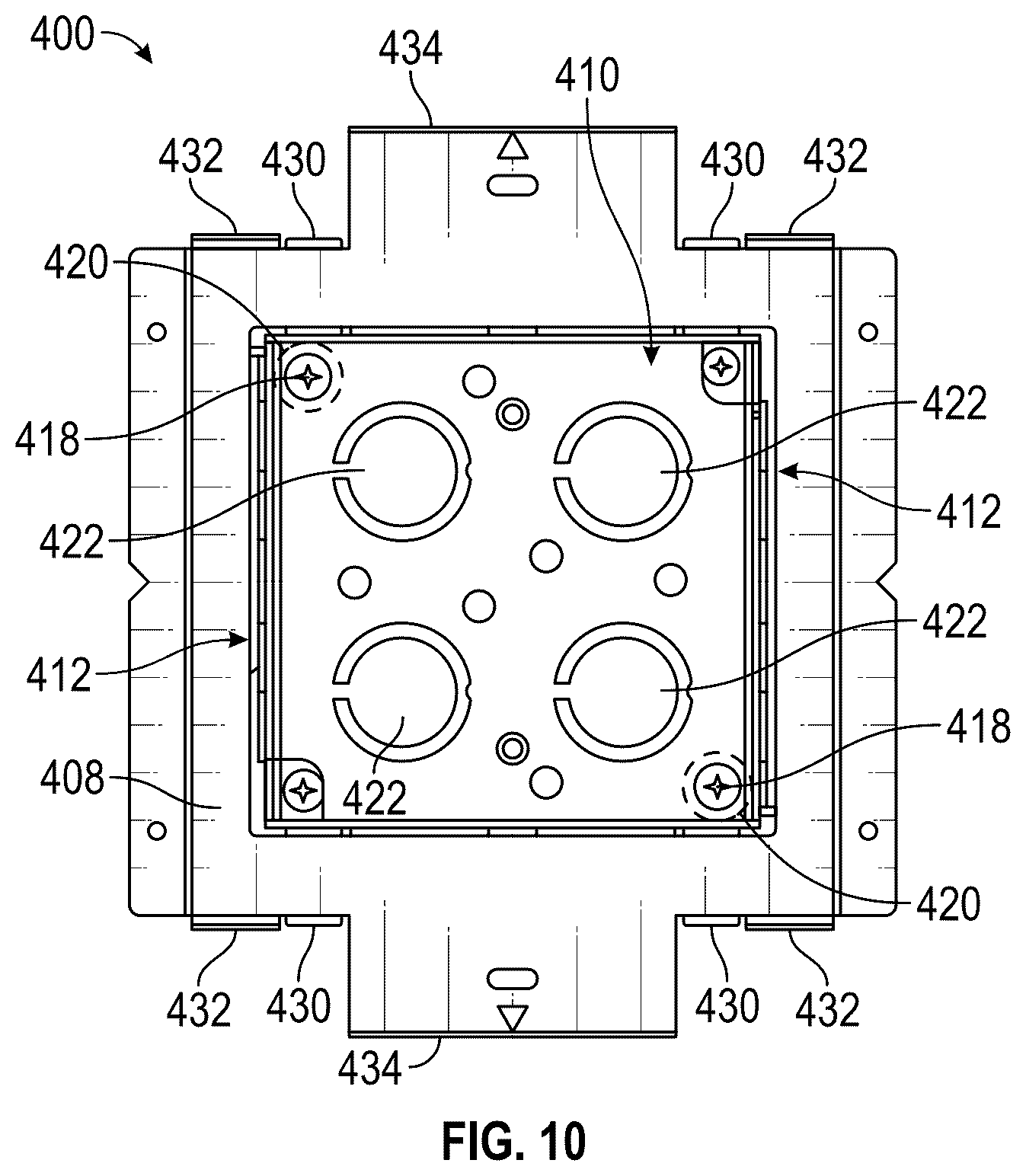 Patent US12305802 Figure 9 – Bracket for adjustable-depth mounting of electrical boxes