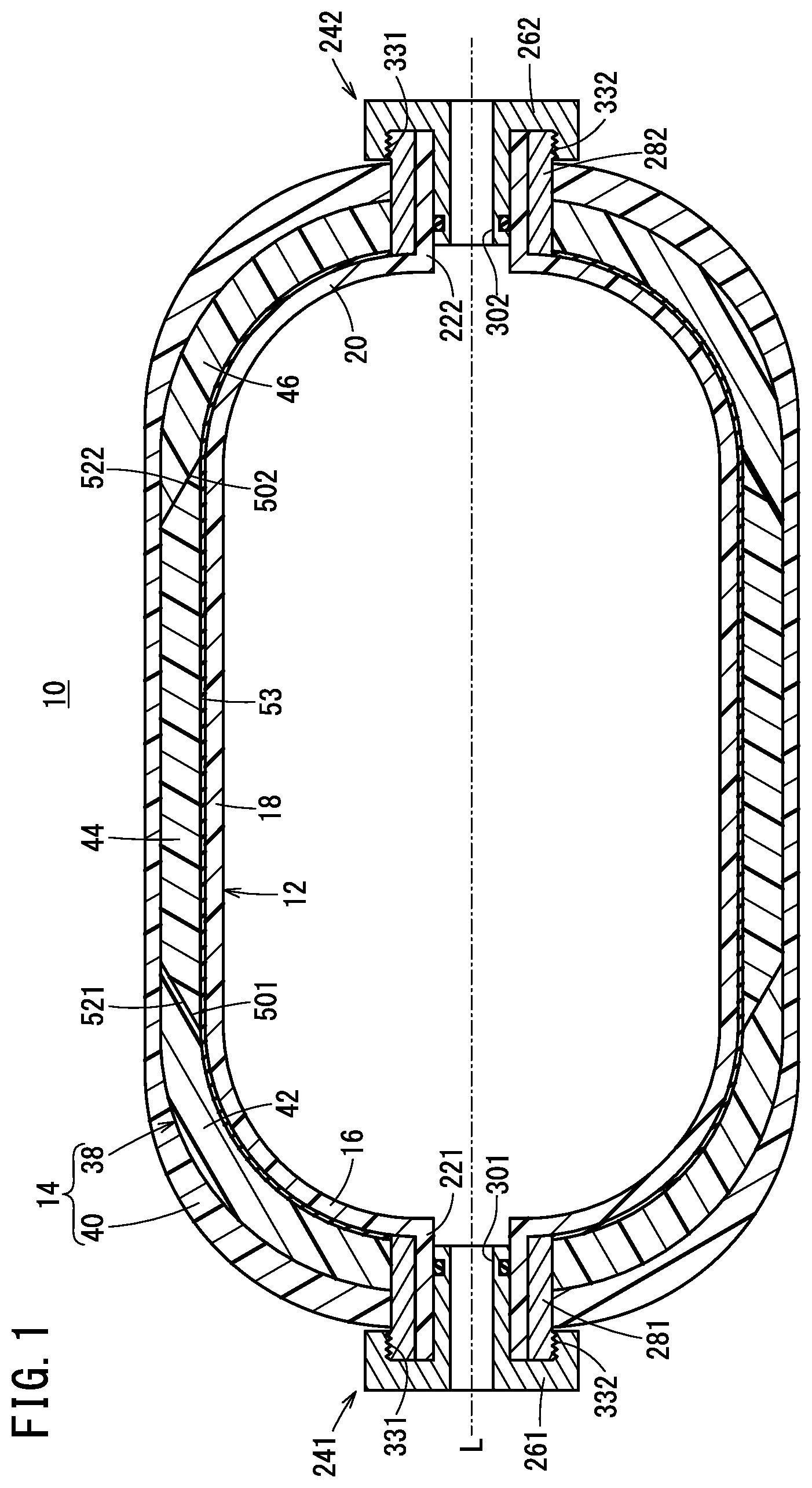 Patent US12305806 Figure 1 – High-pressure vessel and method for manufacturing same