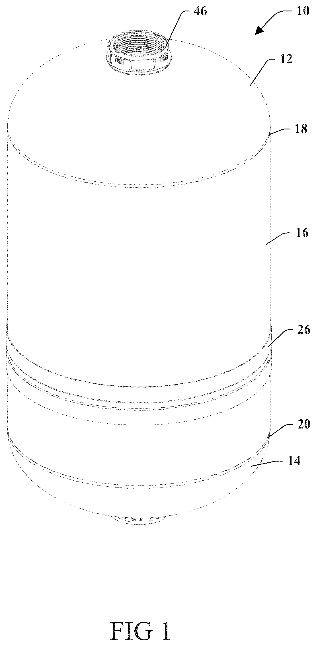 Patent US12305809 Figure 1 – Composite tank