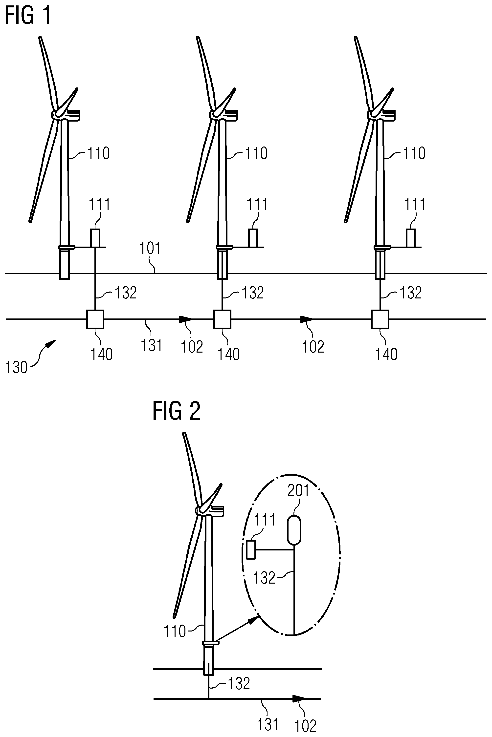 Patent US12305815 — Wind park with pressure-controlled pipeline system — Figure 1