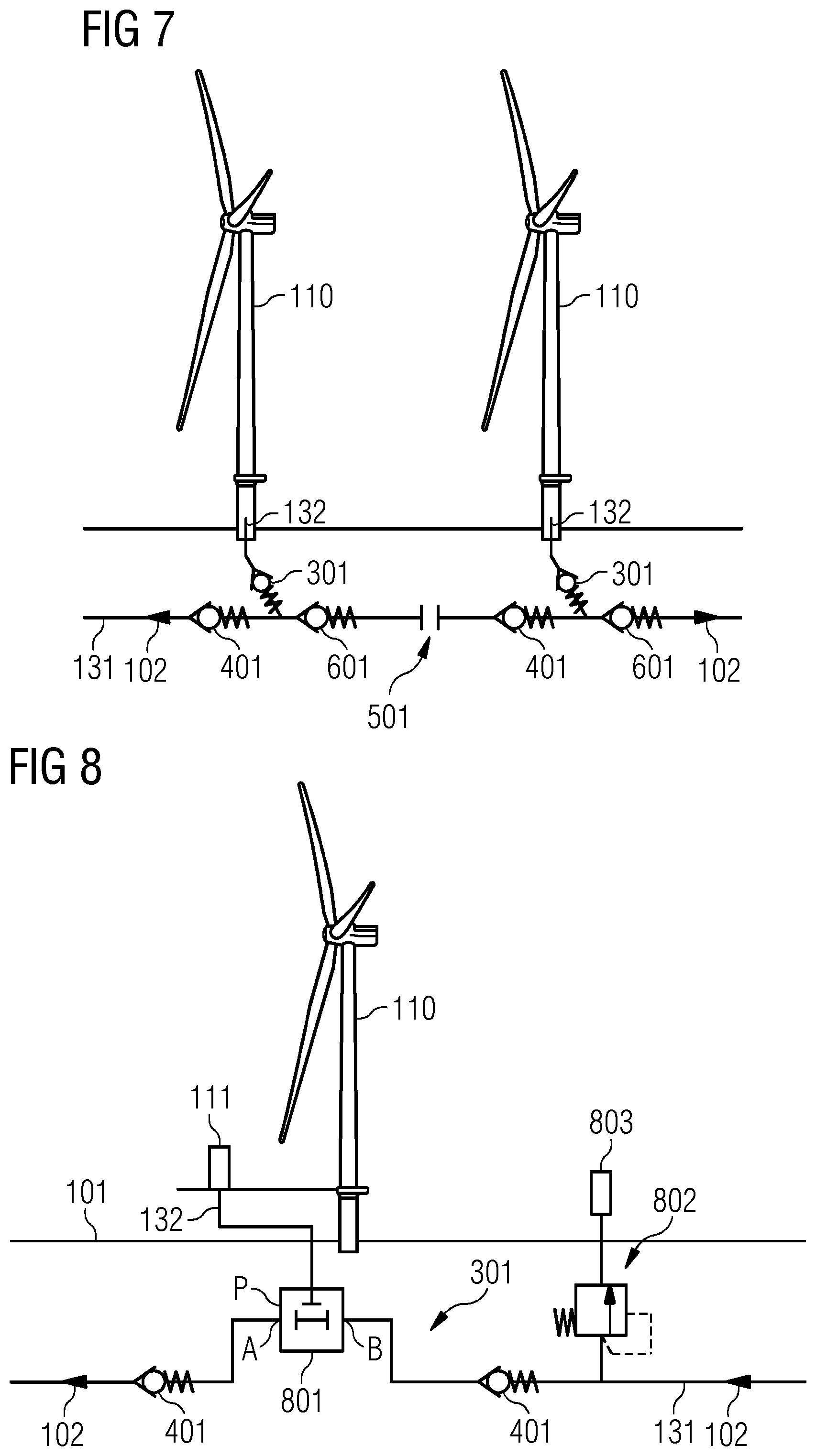 Patent US12305815 Figure 4 – Wind park with pressure-controlled pipeline system