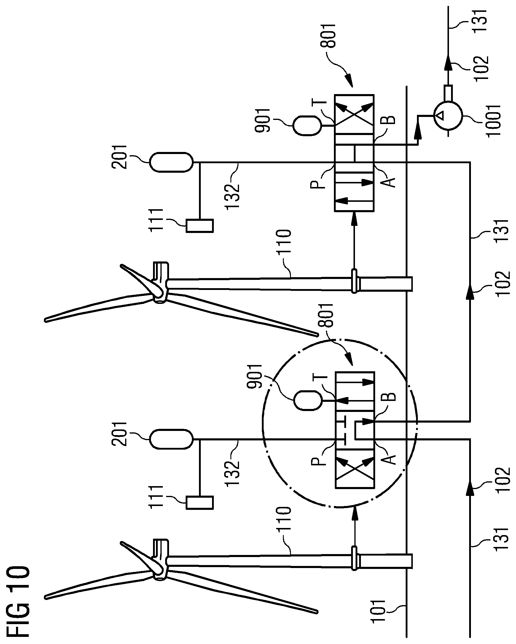 Patent US12305815 Figure 6 – Wind park with pressure-controlled pipeline system