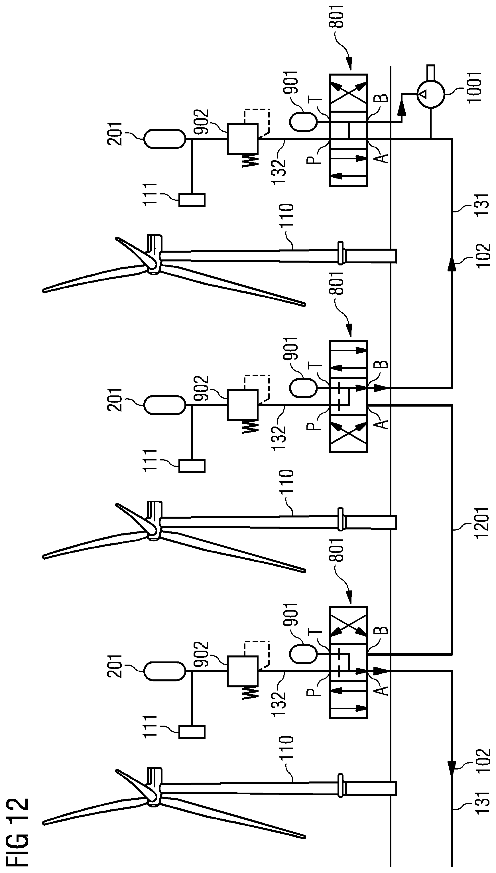 Patent US12305815 Figure 8 – Wind park with pressure-controlled pipeline system