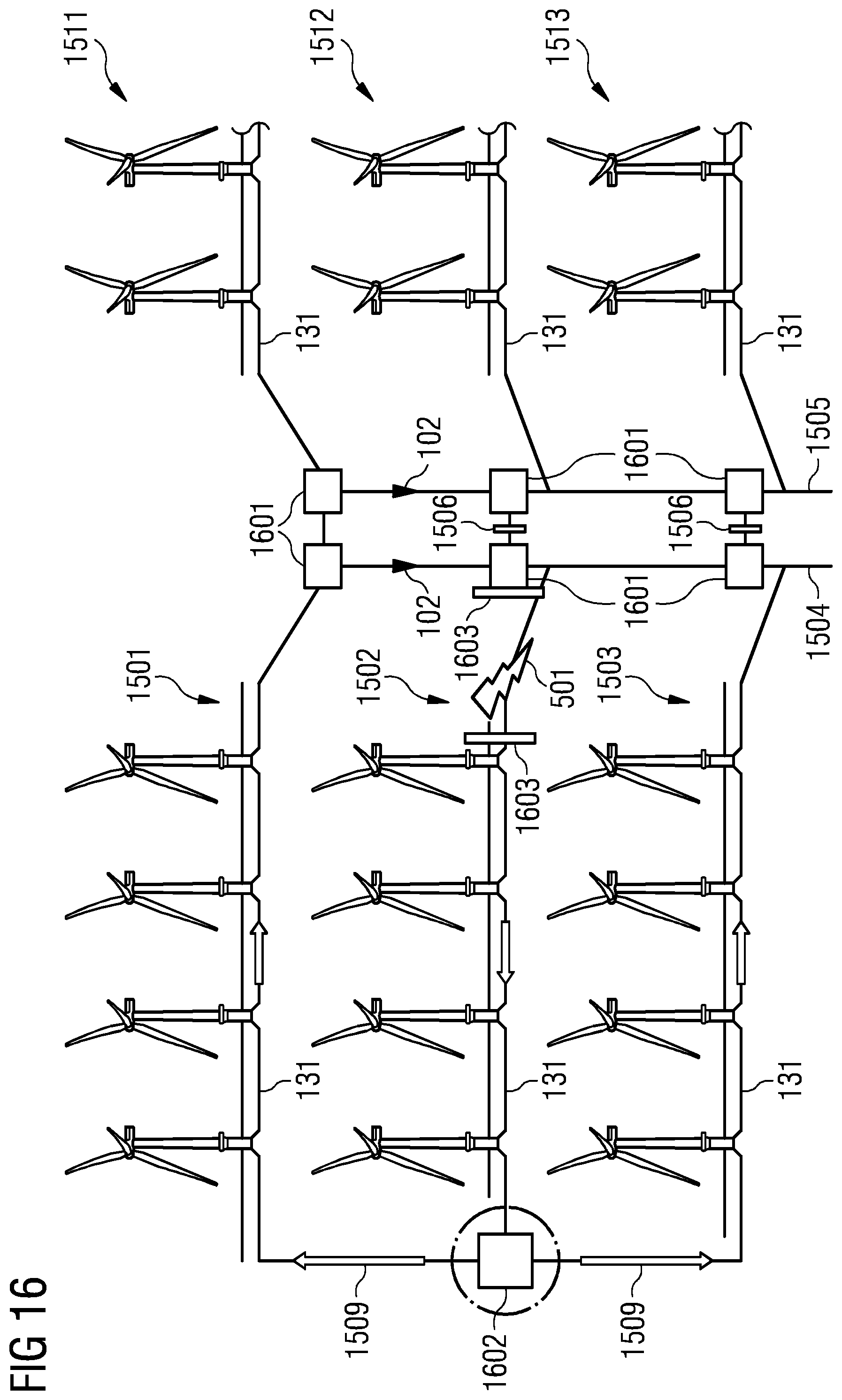 Patent US12305815 Figure 11 – Wind park with pressure-controlled pipeline system