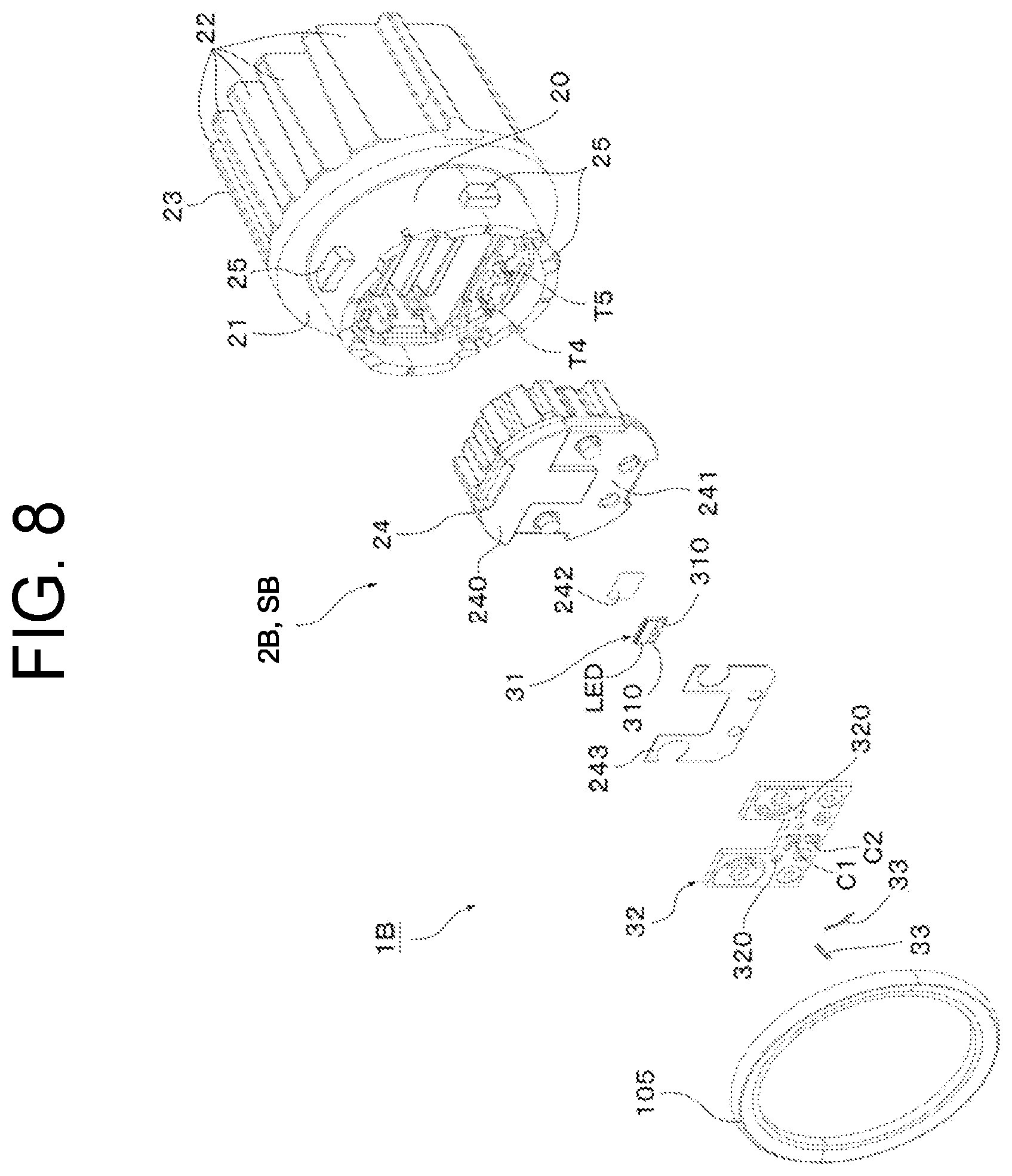 Patent US12305822 Figure 8 – Light source unit for vehicle lamp, vehicle lamp
